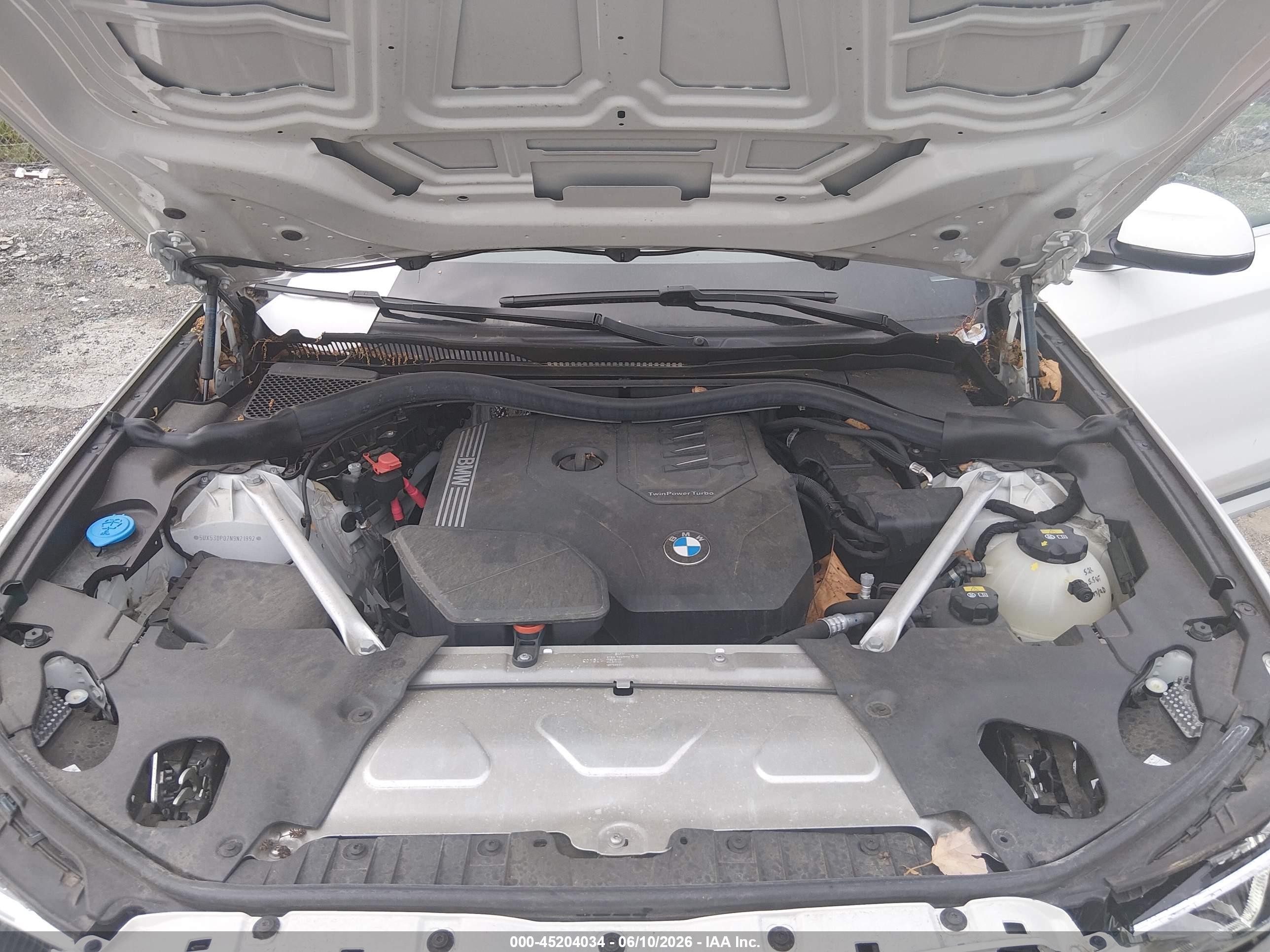 2022 Bmw X3 Xdrive30i White vin: 5UX53DP02N9N21992