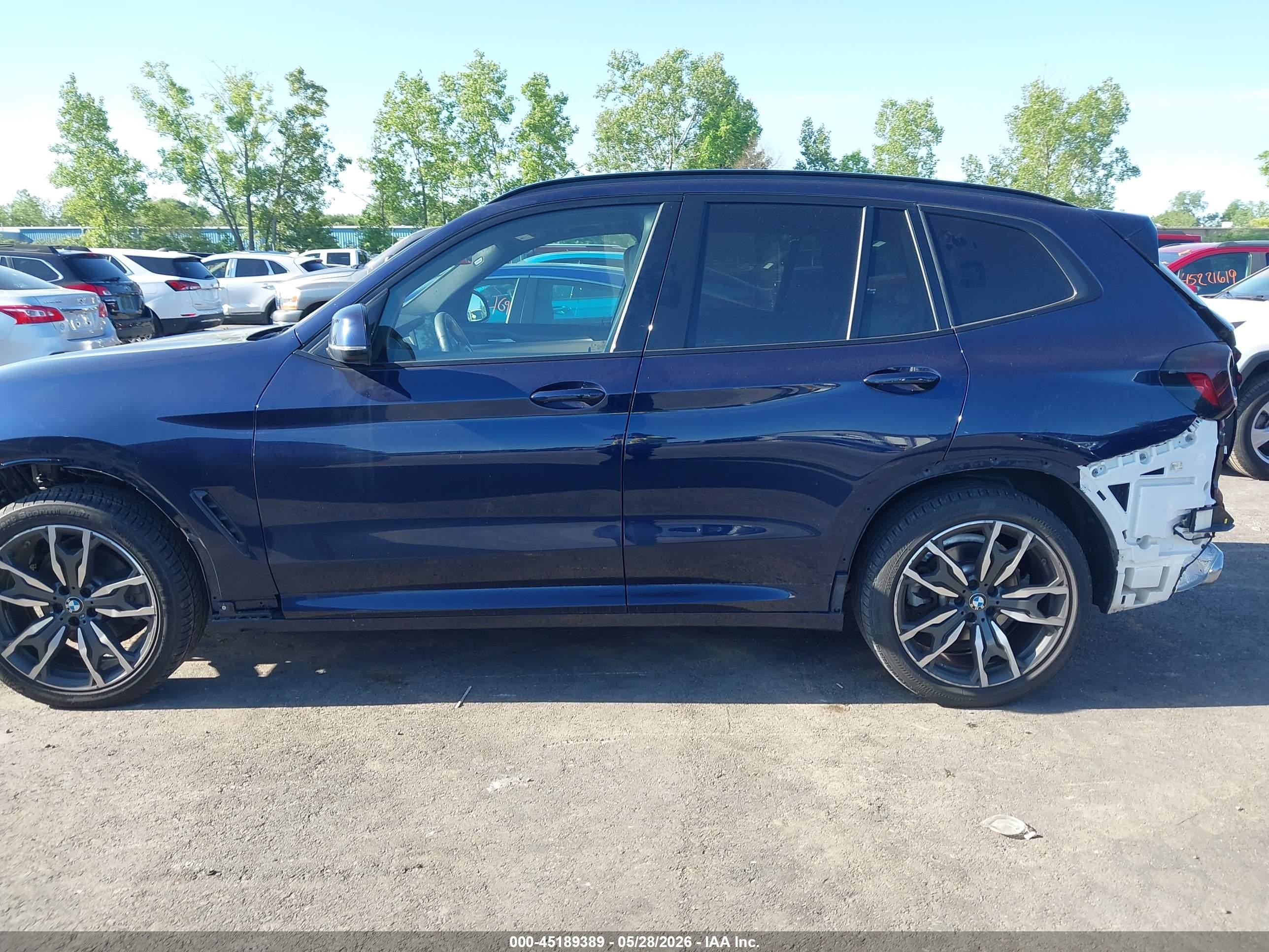 2022 Bmw X3 Xdrive30i Blue vin: 5UX53DP08N9L08996