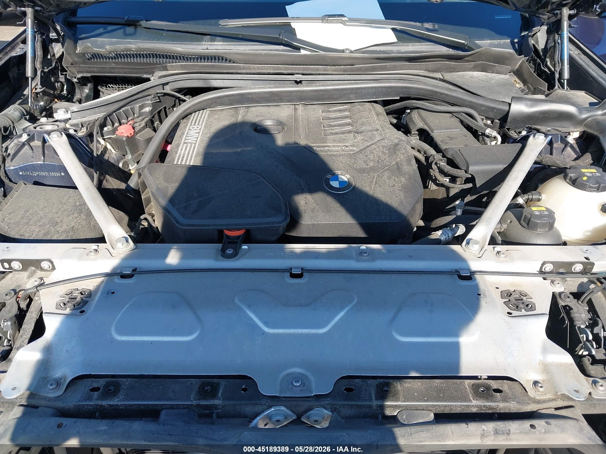 2022 Bmw X3 Xdrive30i Blue vin: 5UX53DP08N9L08996