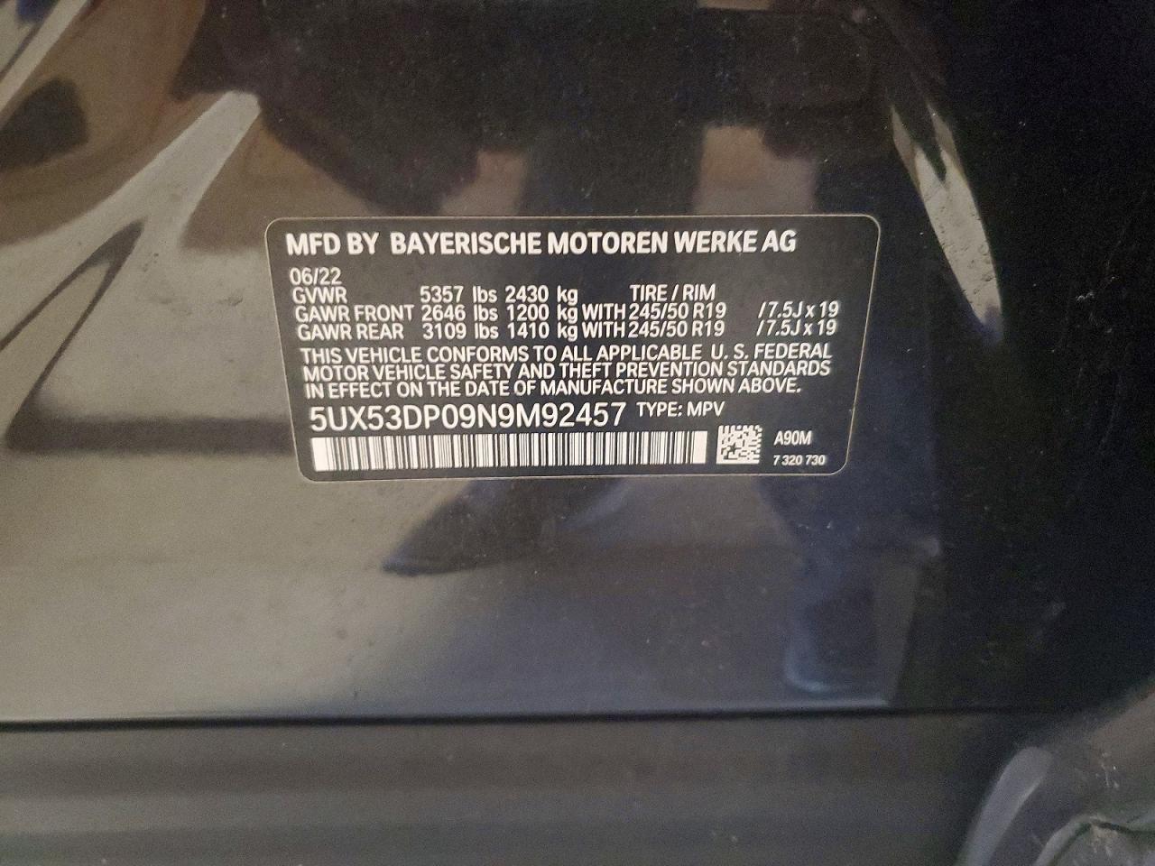 2022 Bmw X3 Xdrive30i Charcoal vin: 5UX53DP09N9M92457