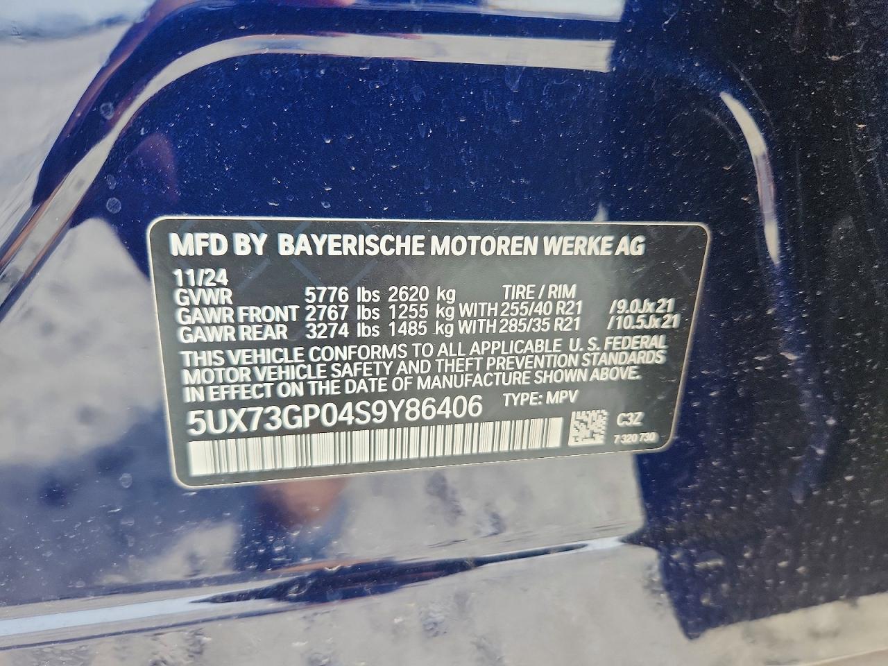2025 Bmw X3 M50 Blue vin: 5UX73GP04S9Y86406