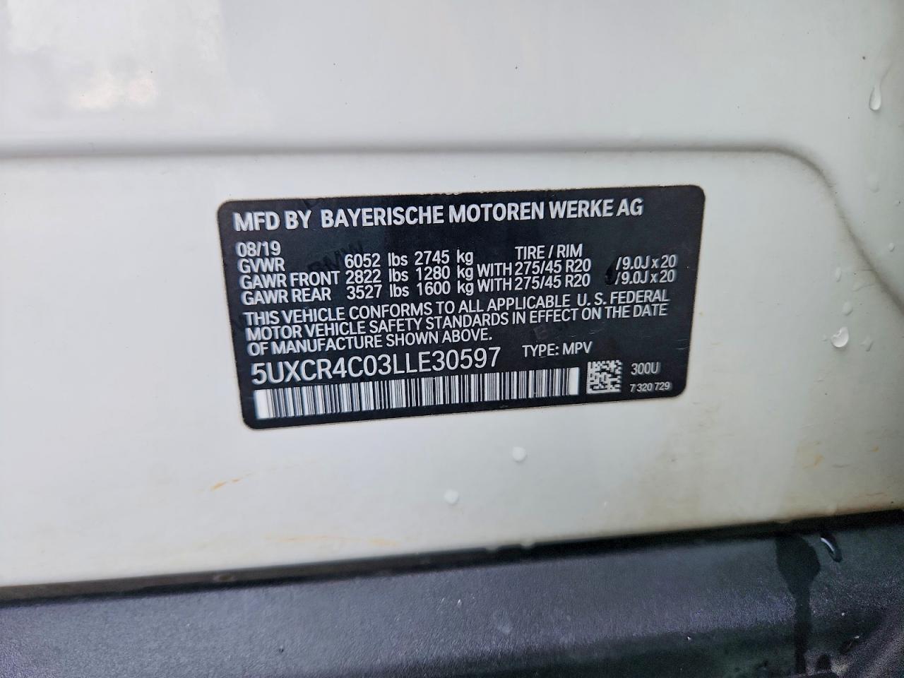 2020 Bmw X5 Sdrive 40i White vin: 5UXCR4C03LLE30597