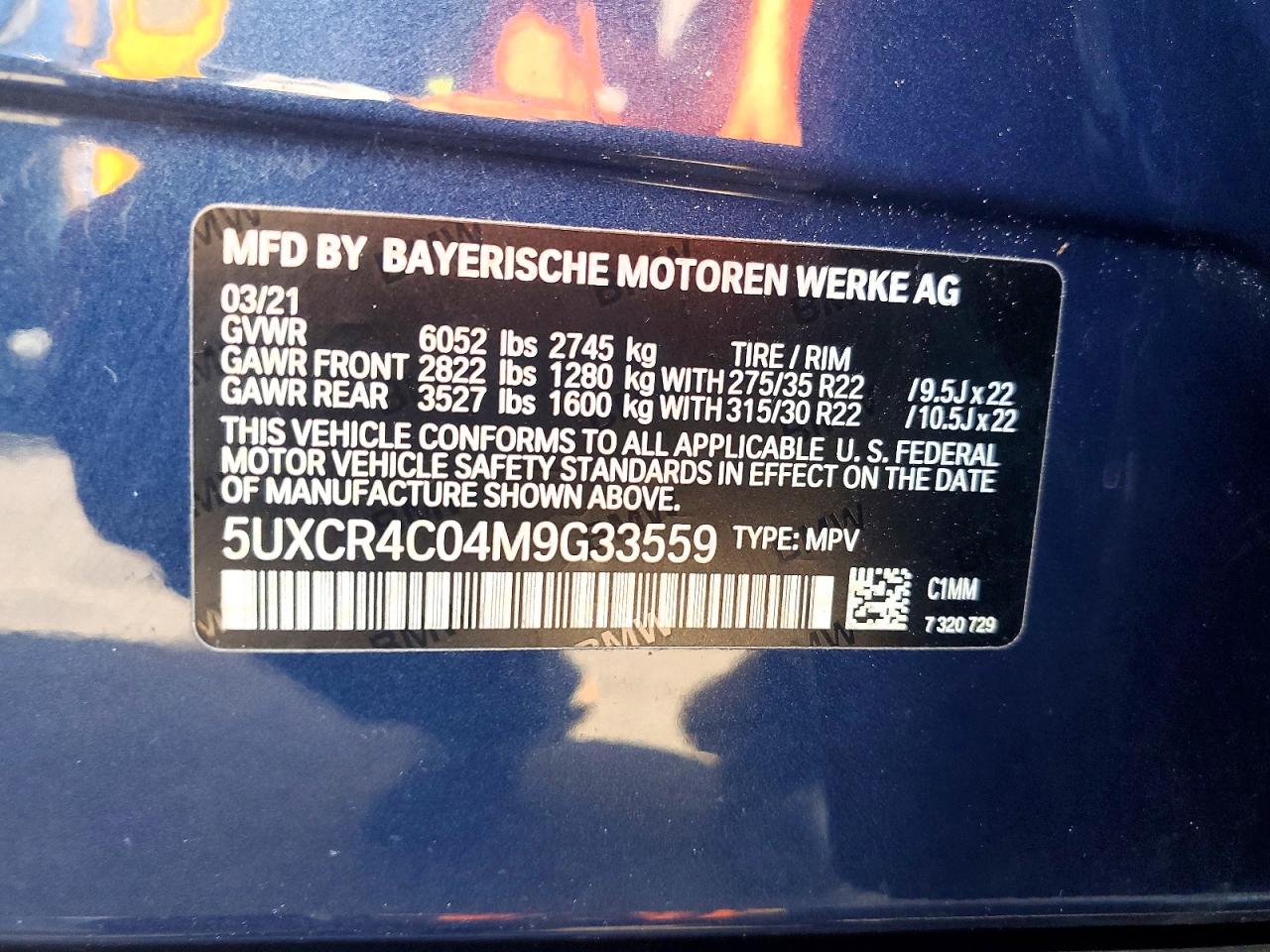 2021 Bmw X5 Sdrive 40i Blue vin: 5UXCR4C04M9G33559
