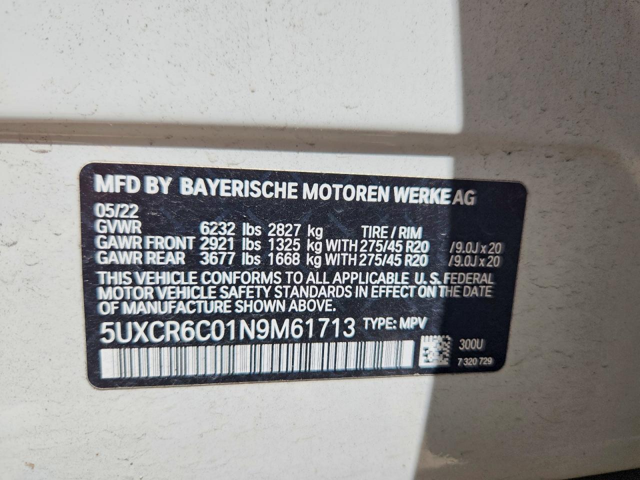 2022 Bmw X5 Xdrive40i White vin: 5UXCR6C01N9M61713