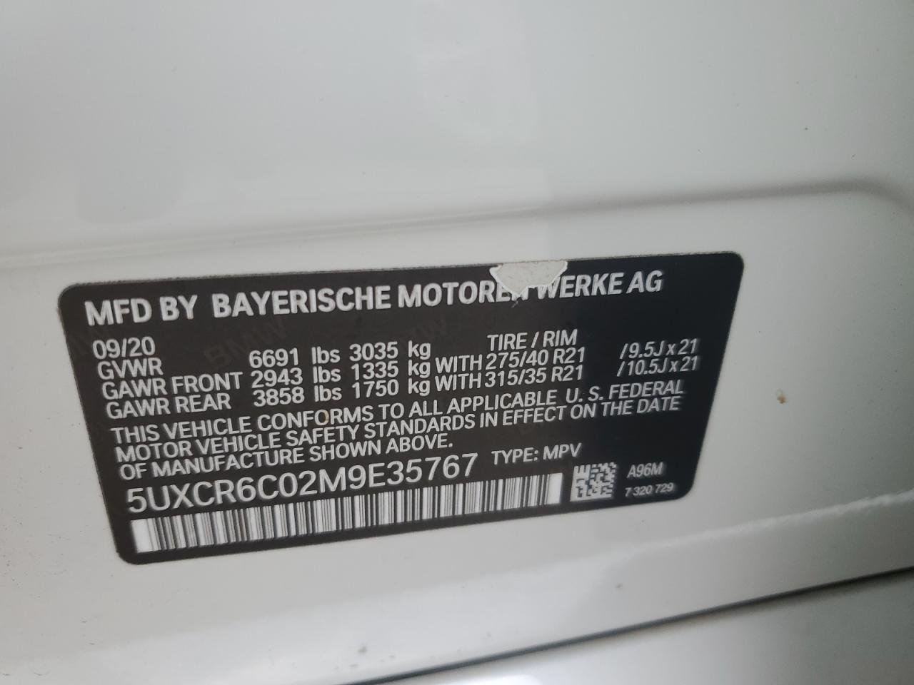 2021 Bmw X5 Xdrive40i White vin: 5UXCR6C02M9E35767