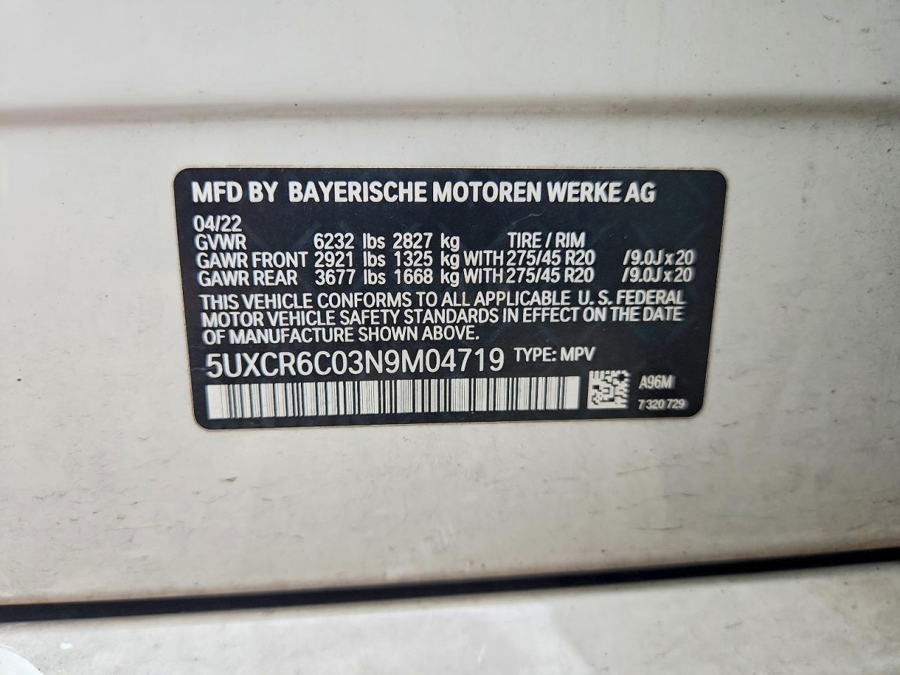 2022 Bmw X5 Xdrive40i White vin: 5UXCR6C03N9M04719