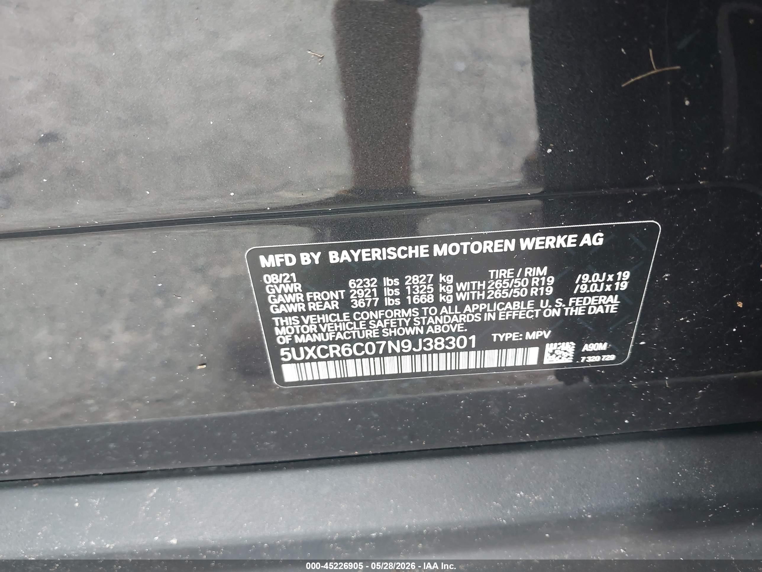 2022 Bmw X5 Xdrive40i Серый vin: 5UXCR6C07N9J38301