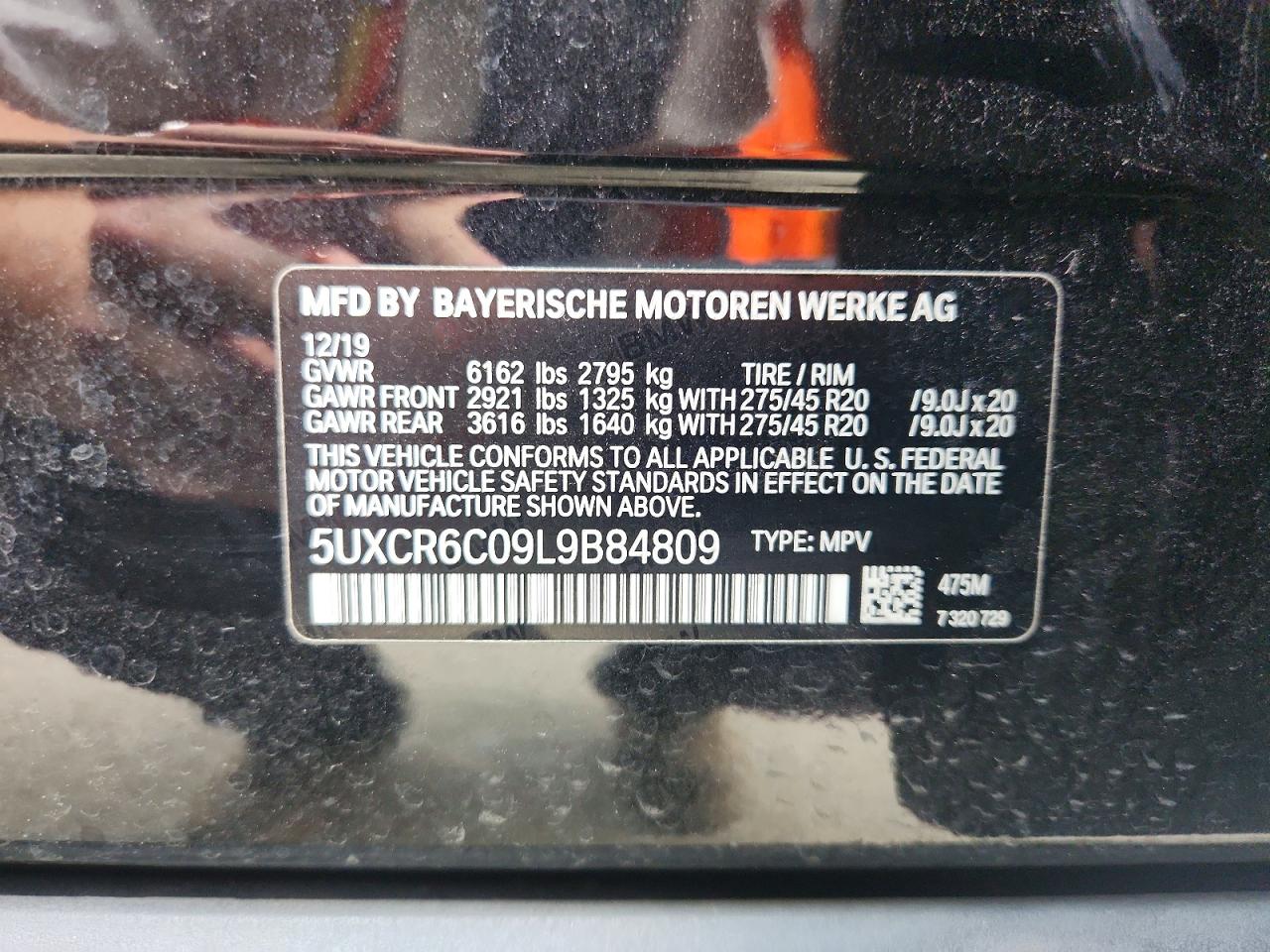 2020 Bmw X5 Xdrive40i Black vin: 5UXCR6C09L9B84809