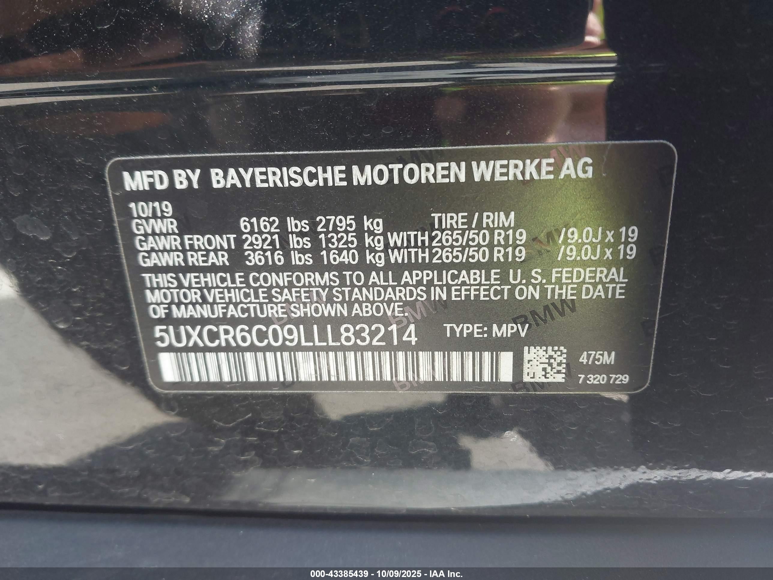 2020 Bmw X5 Xdrive40i Black vin: 5UXCR6C09LLL83214