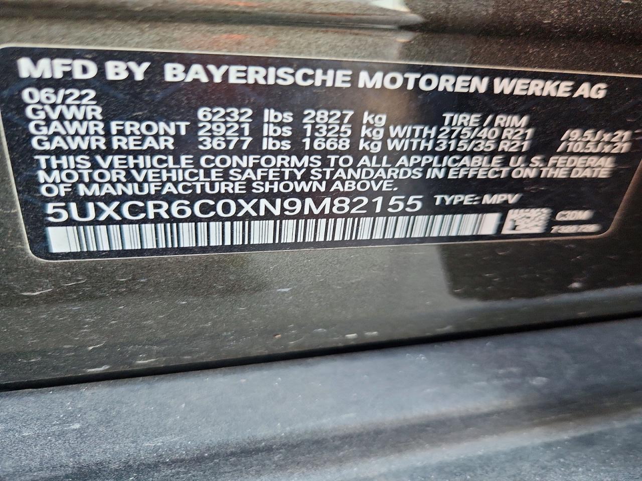 2022 Bmw X5 Xdrive40i Black vin: 5UXCR6C0XN9M82155
