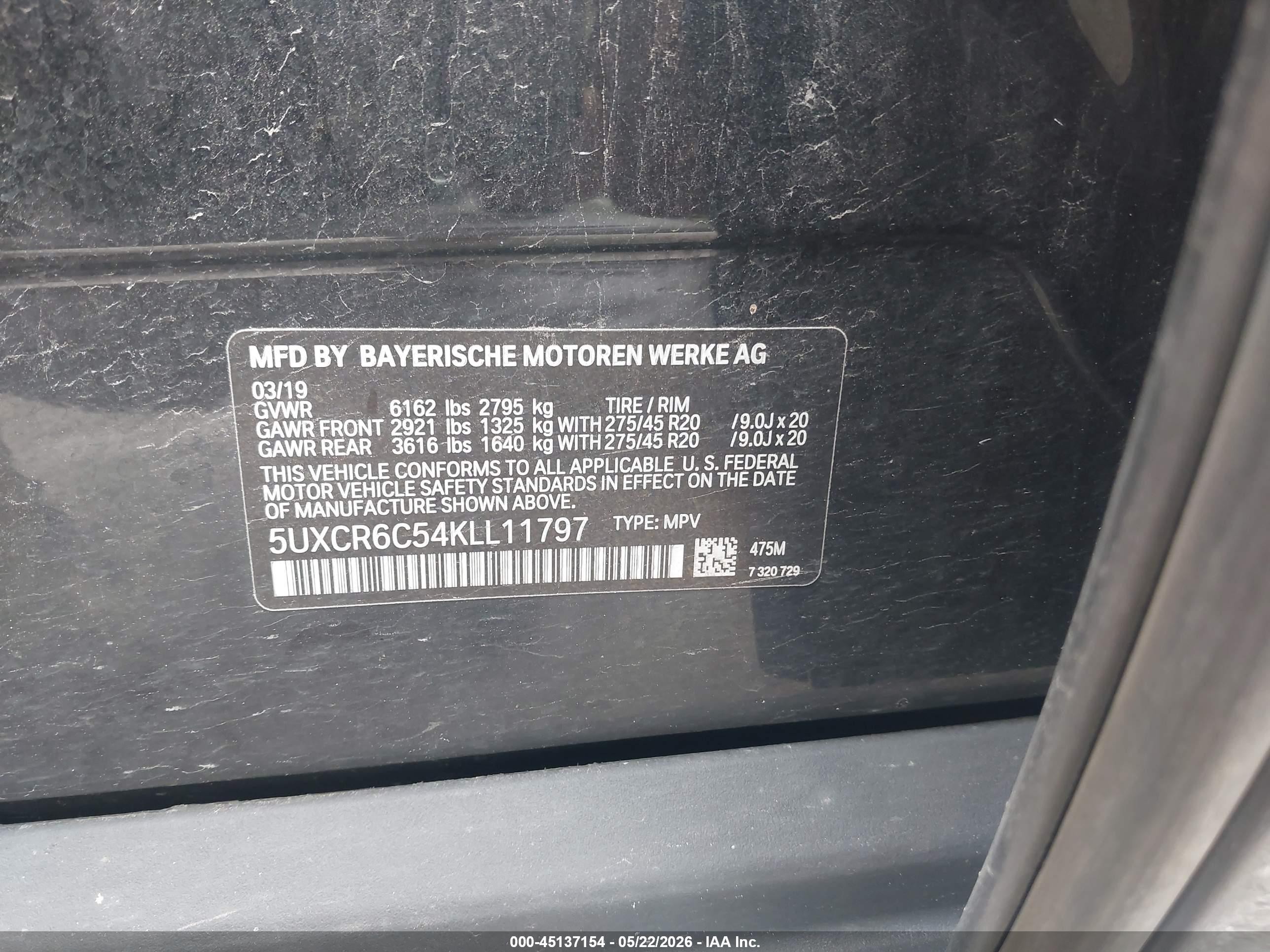 2019 Bmw X5 Xdrive40i Black vin: 5UXCR6C54KLL11797