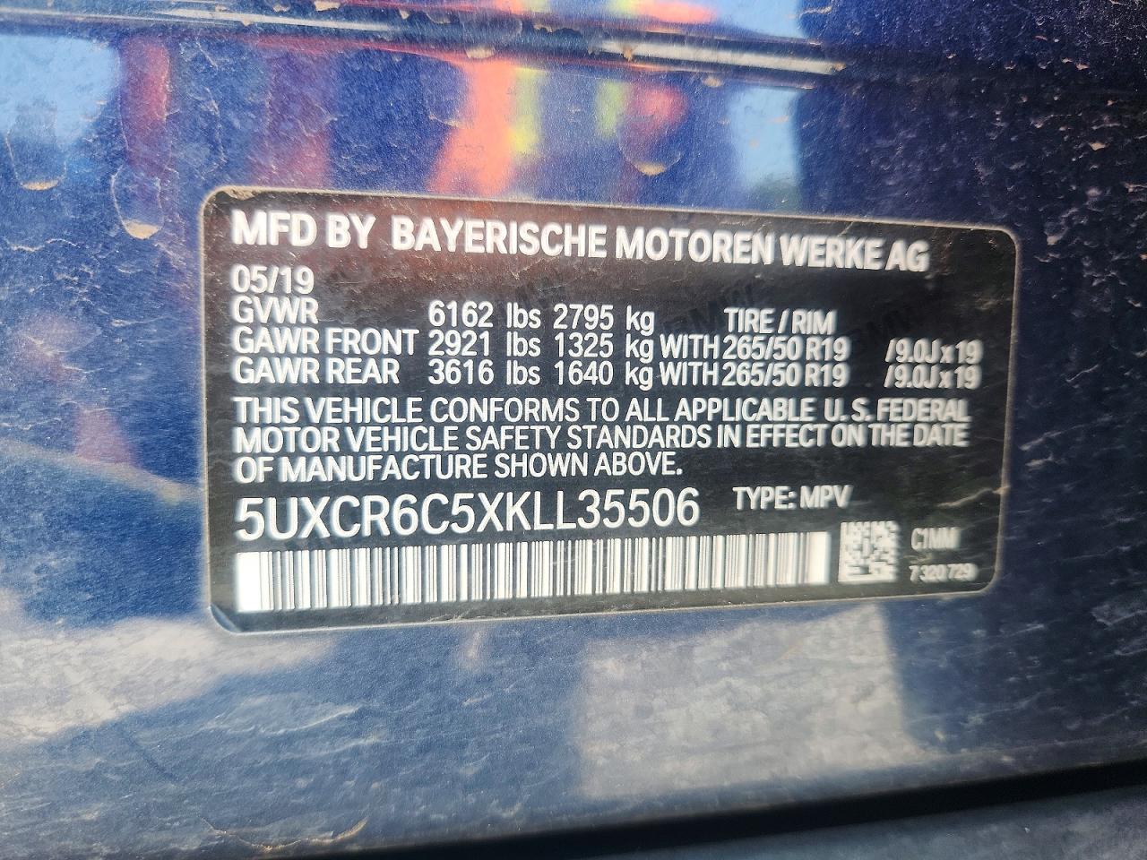2019 Bmw X5 Xdrive40i Blue vin: 5UXCR6C5XKLL35506