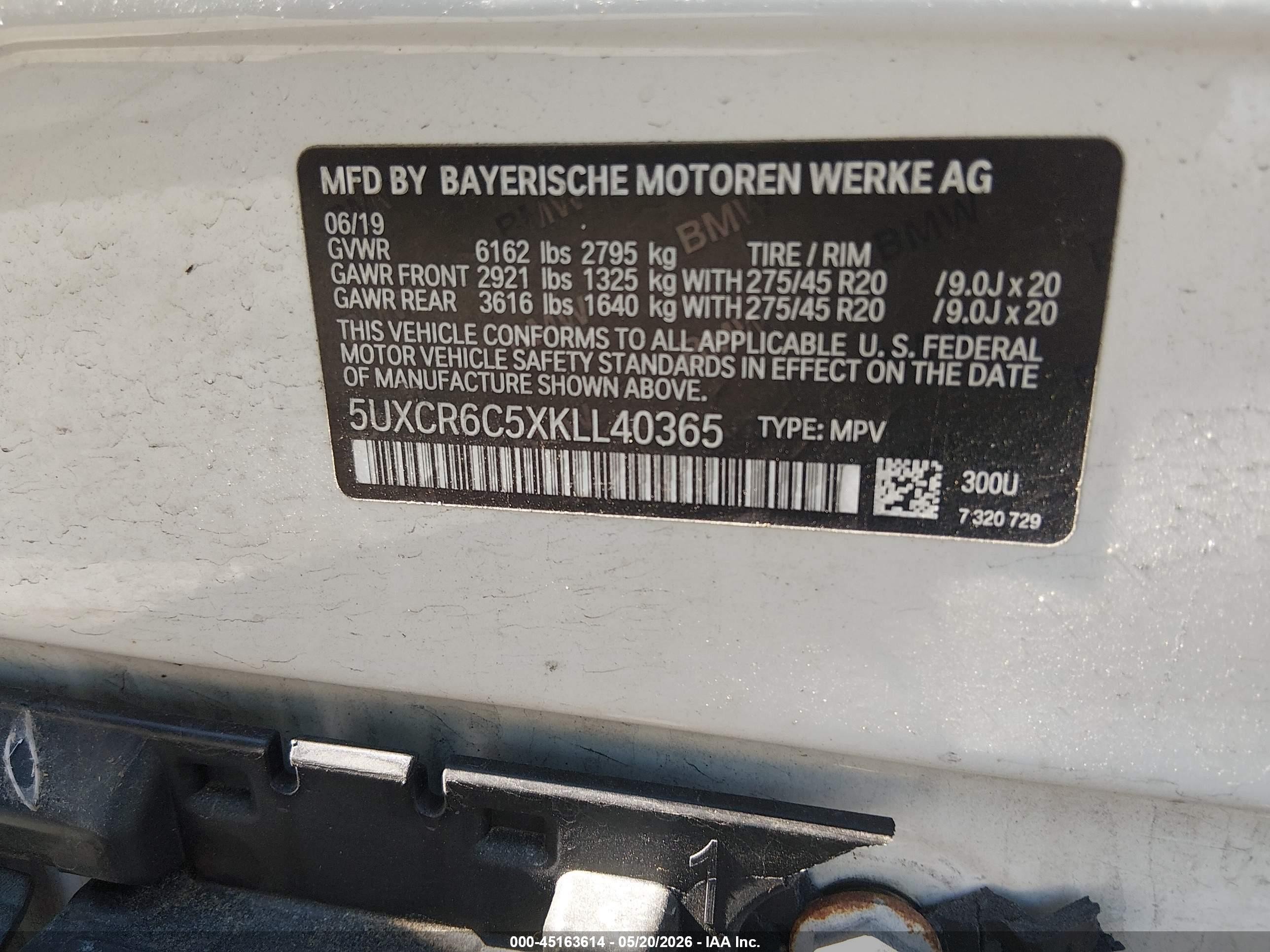 2019 Bmw X5 Xdrive40i White vin: 5UXCR6C5XKLL40365