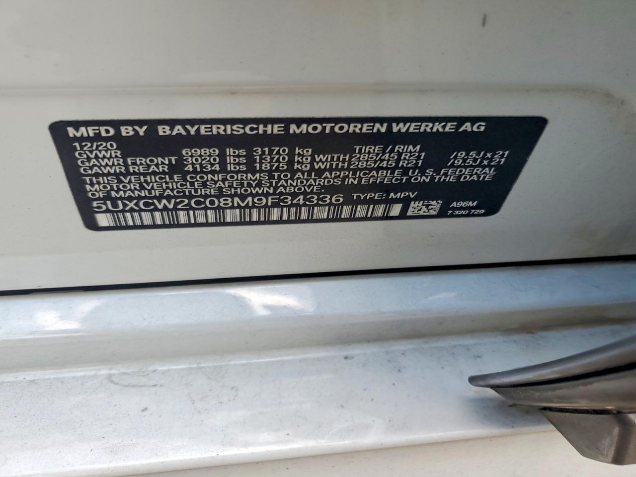 2021 Bmw X7 Xdrive40i White vin: 5UXCW2C08M9F34336