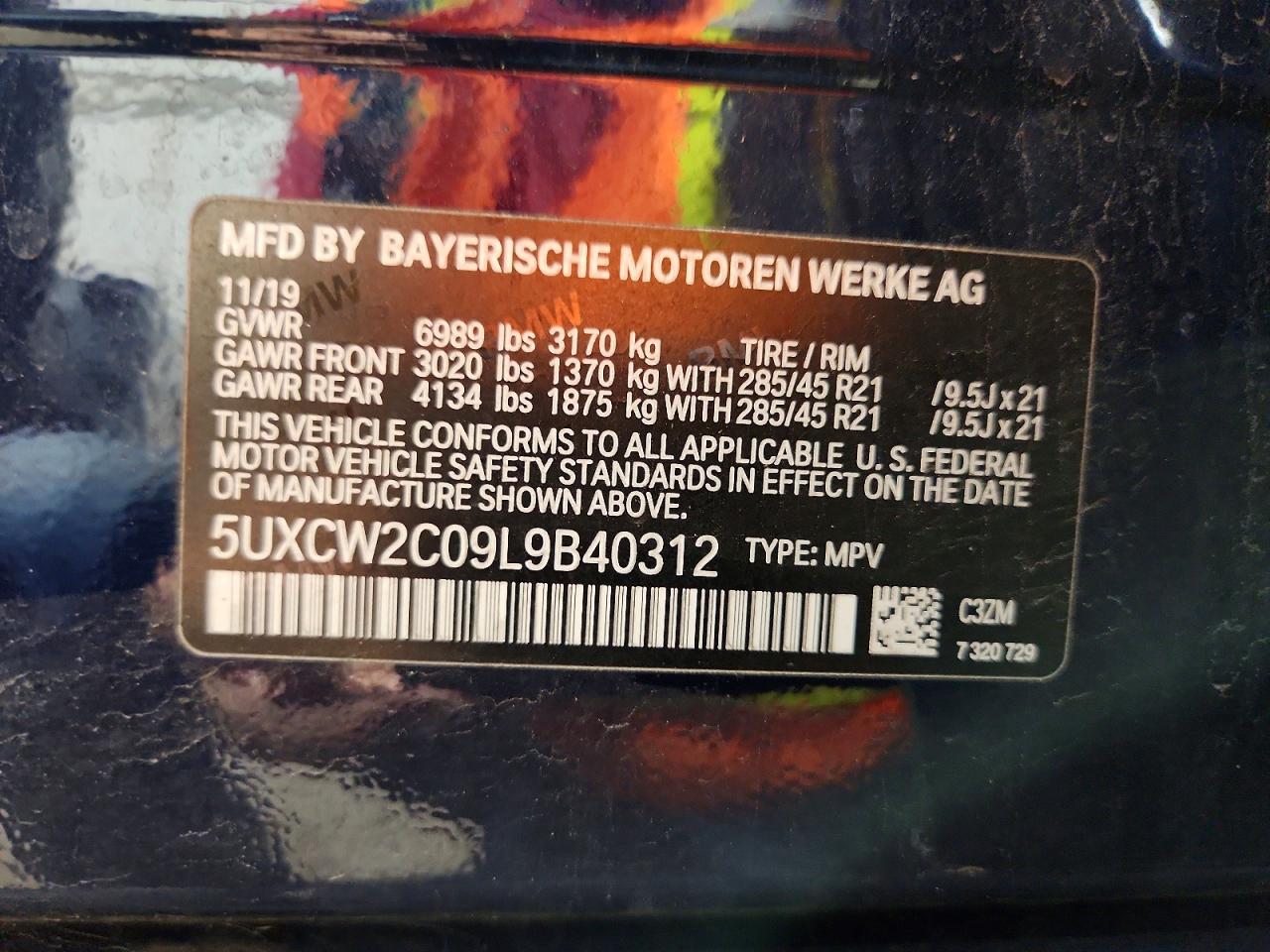 2020 Bmw X7 Xdrive40i Blue vin: 5UXCW2C09L9B40312