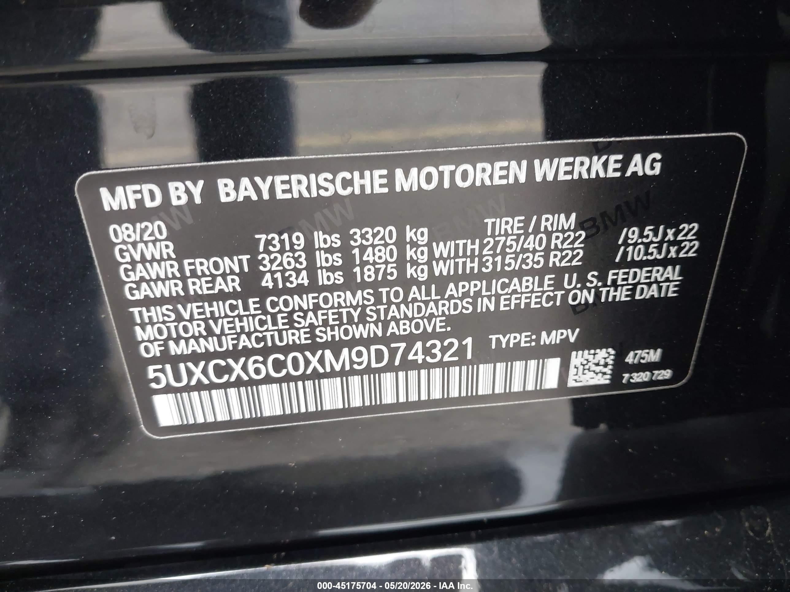 2021 Bmw X7 M50i Black vin: 5UXCX6C0XM9D74321