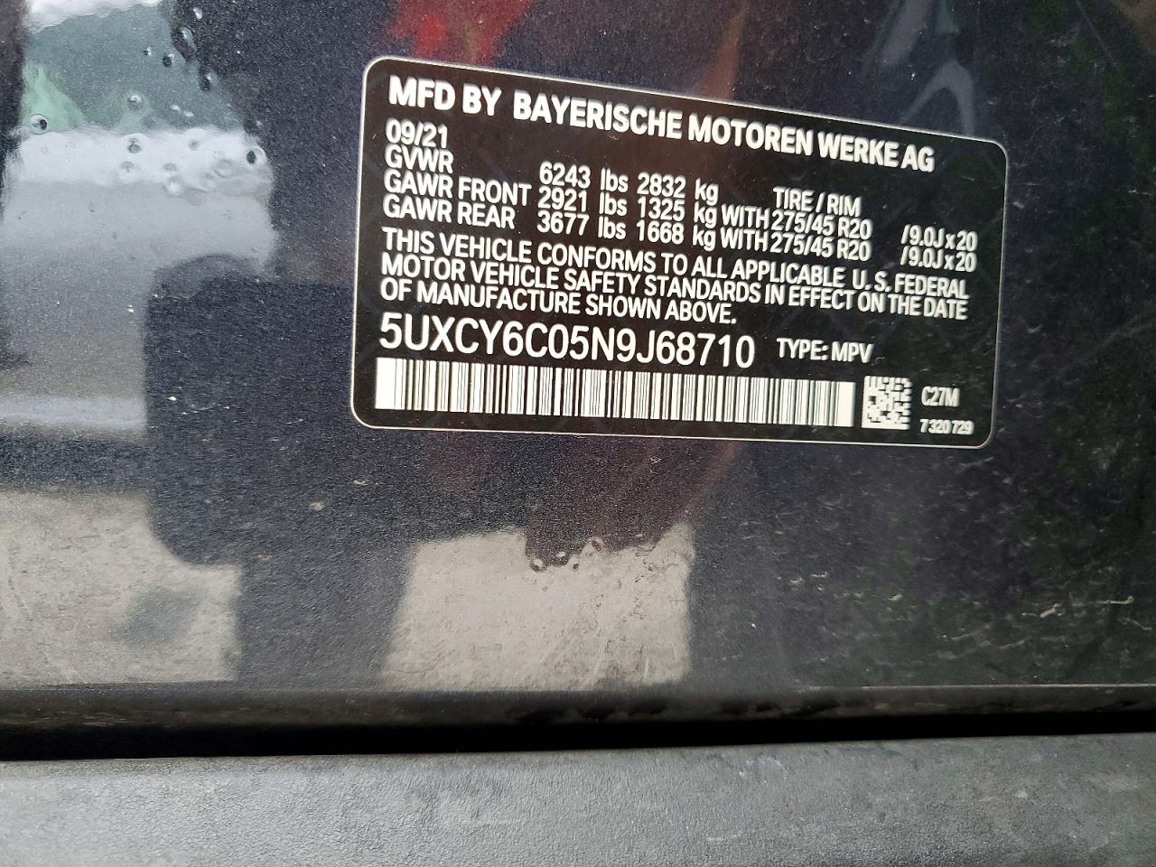2022 Bmw X6 Xdrive40i Charcoal vin: 5UXCY6C05N9J68710