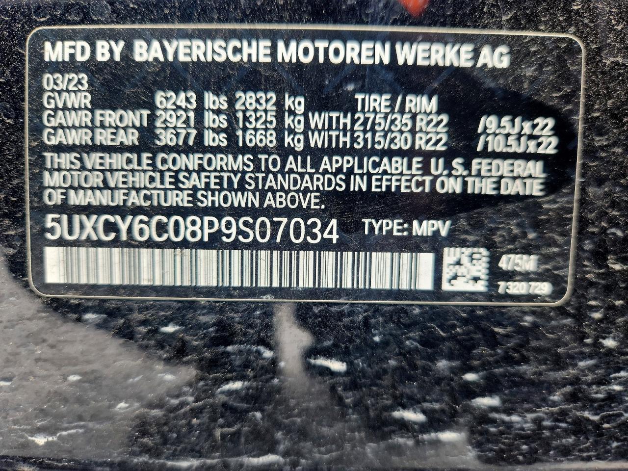 2023 Bmw X6 Xdrive40i Black vin: 5UXCY6C08P9S07034