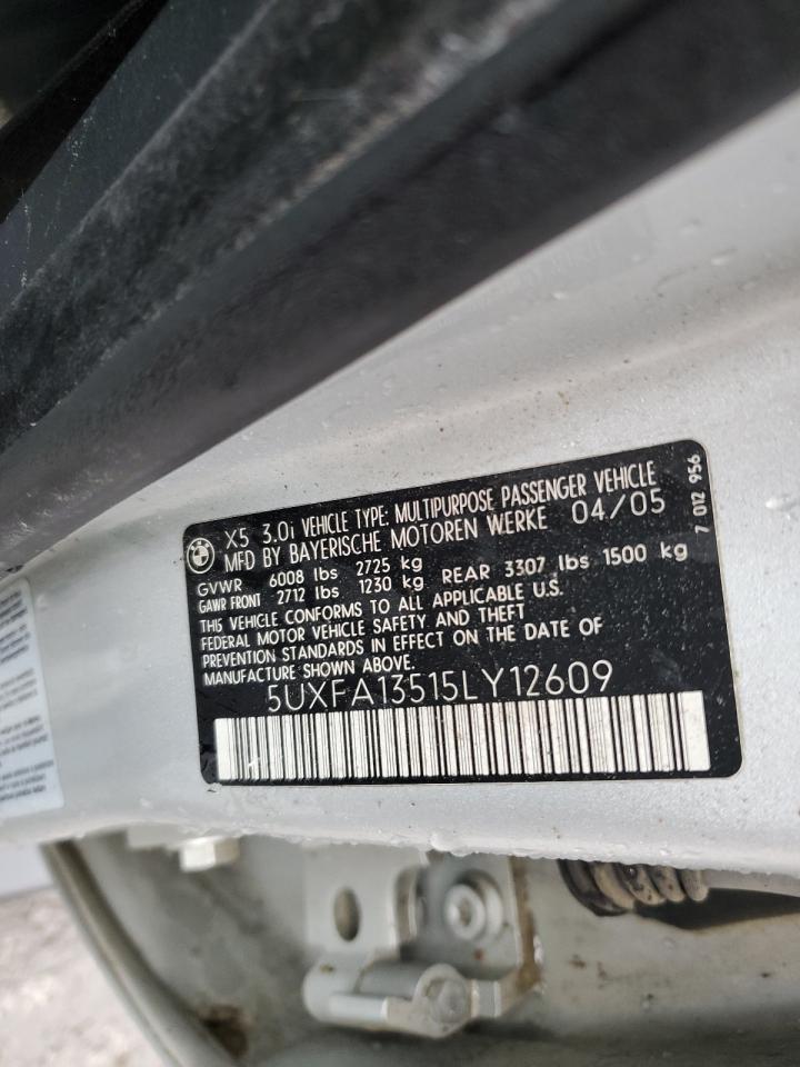 2005 Bmw X5 3.0i Silver vin: 5UXFA13515LY12609
