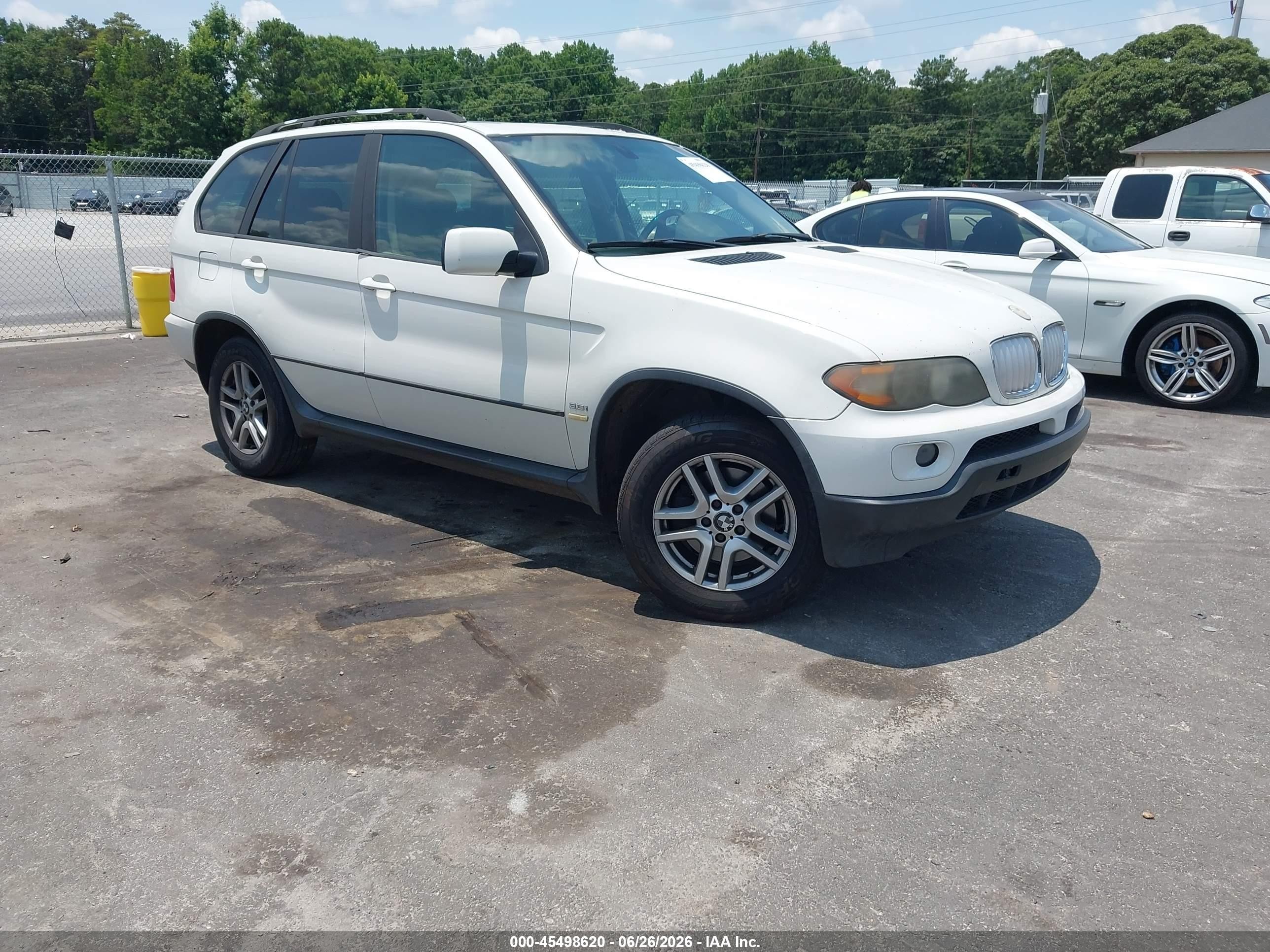 2004 Bmw X5 3.0i White vin: 5UXFA13534LU44559