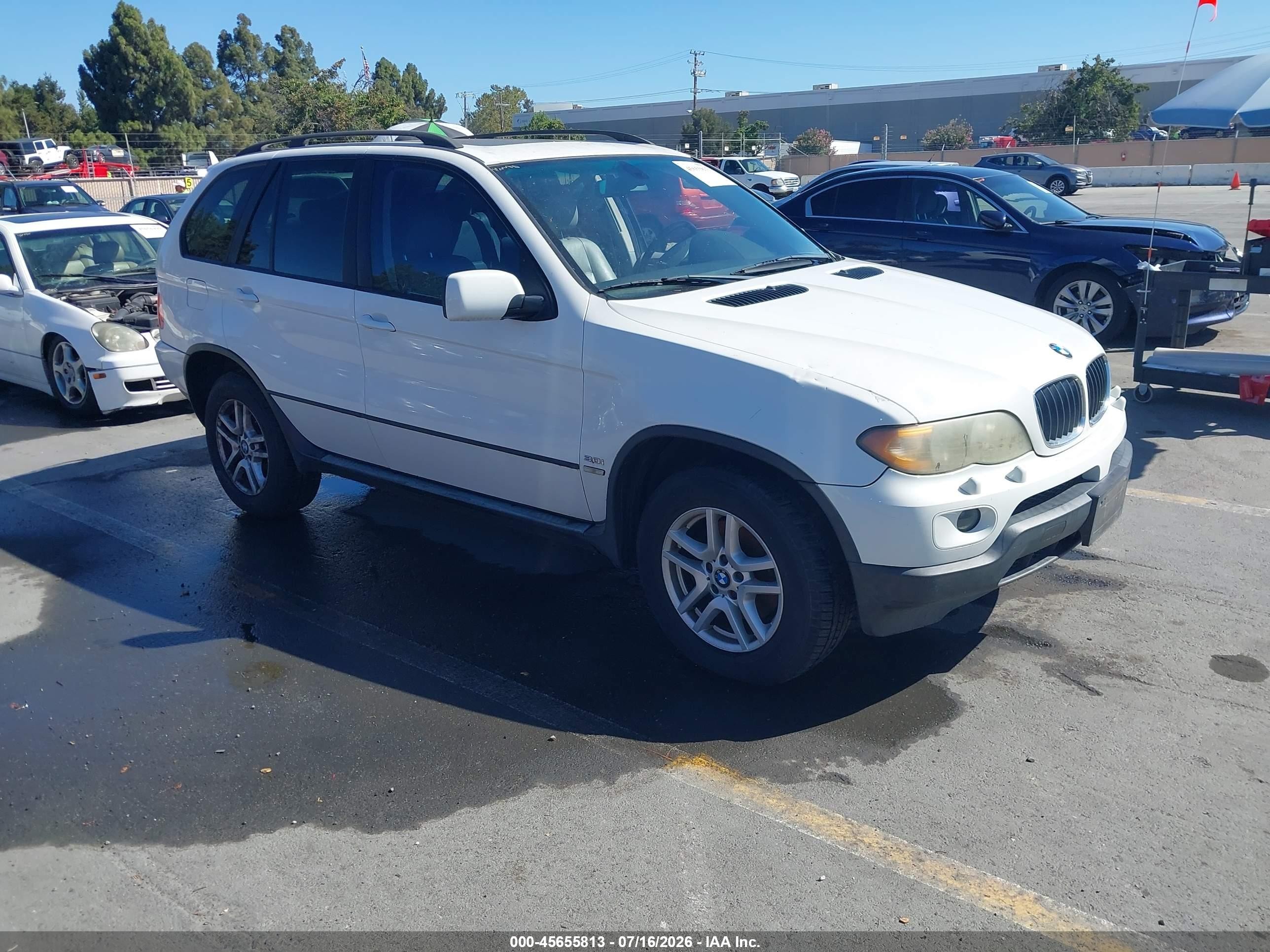 2005 Bmw X5 3.0i White vin: 5UXFA13545LY11292