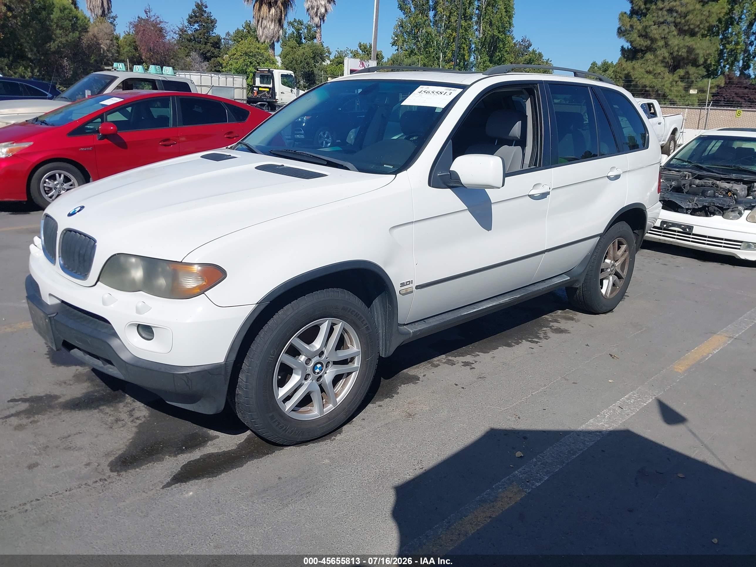 2005 Bmw X5 3.0i White vin: 5UXFA13545LY11292
