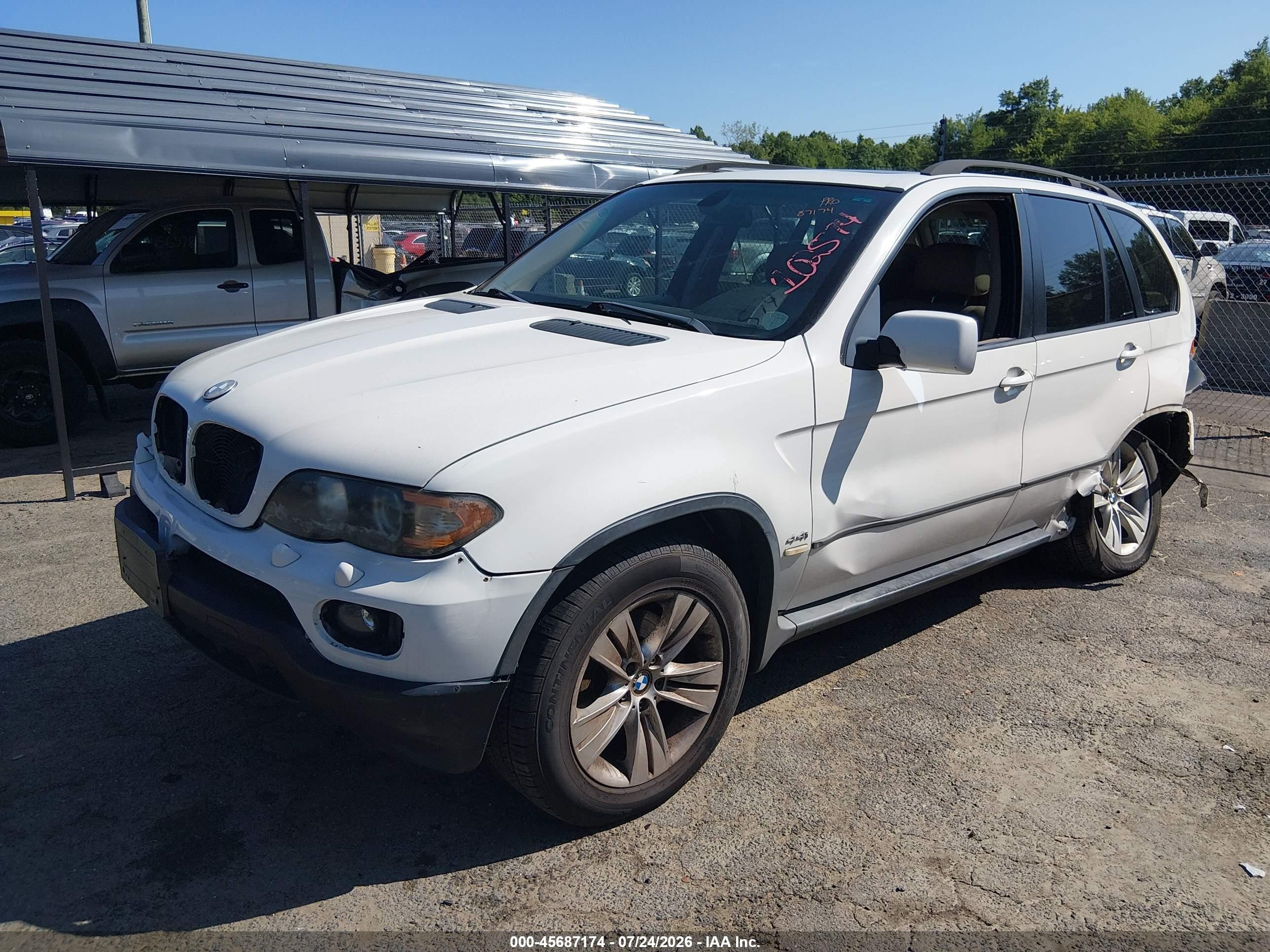 2006 Bmw X5 3.0i Белый vin: 5UXFA13576LY40058