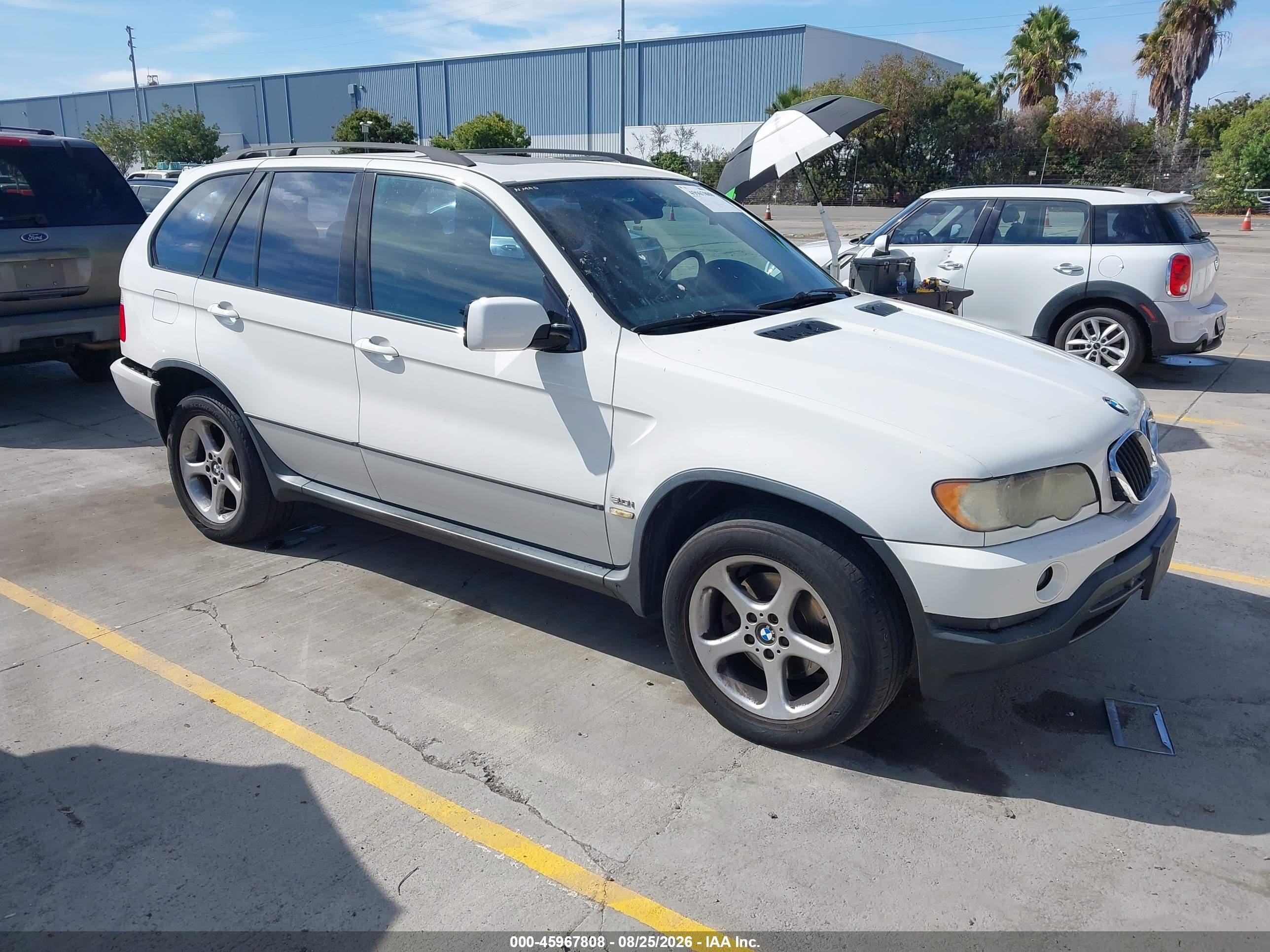 2002 Bmw X5 3.0i White vin: 5UXFA53522LP32254