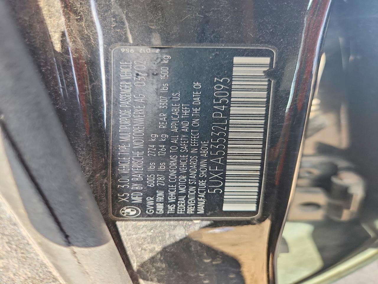 2002 Bmw X5 3.0i Black vin: 5UXFA53532LP45093