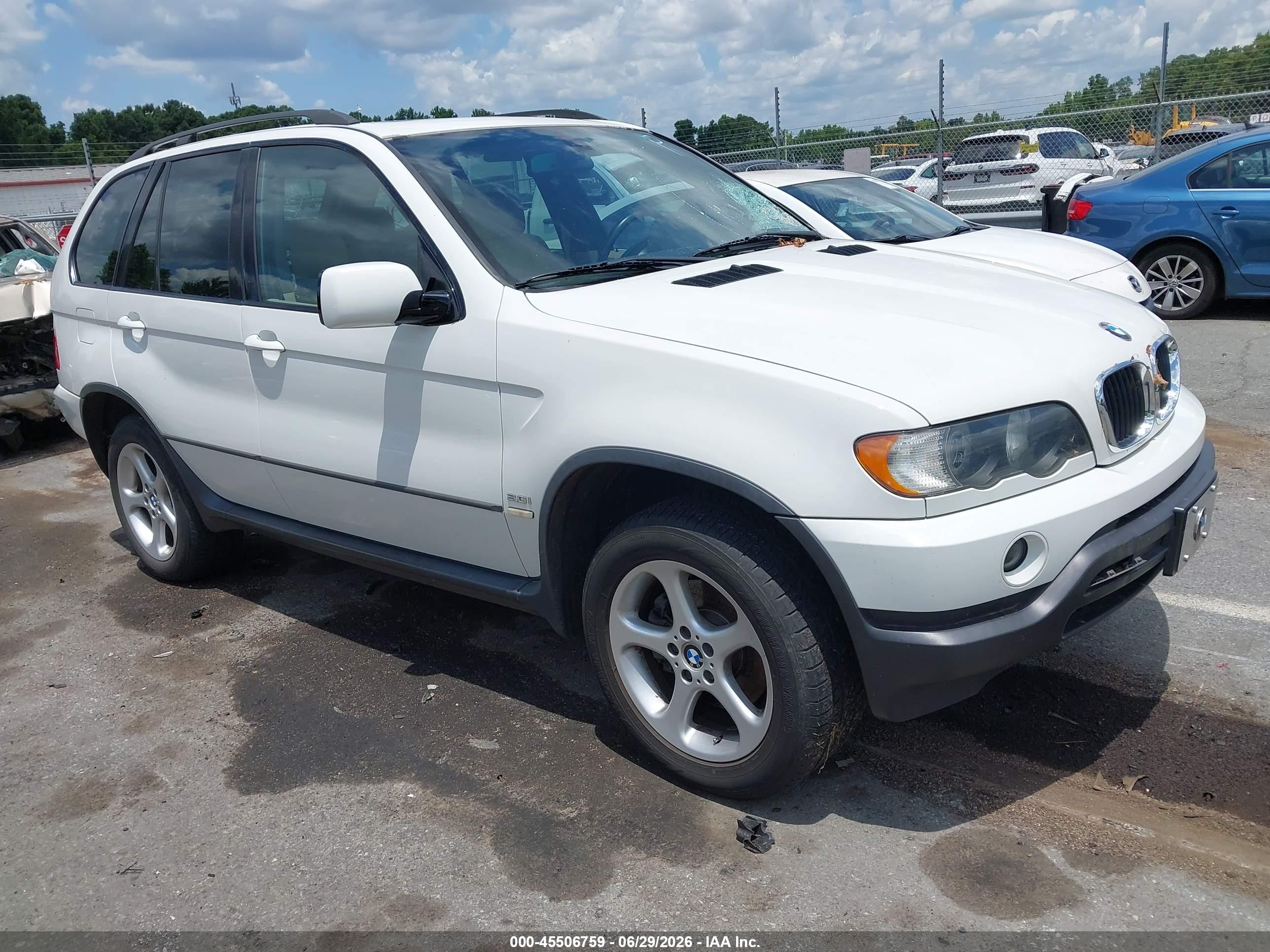 2002 Bmw X5 3.0i White vin: 5UXFA53532LV70439