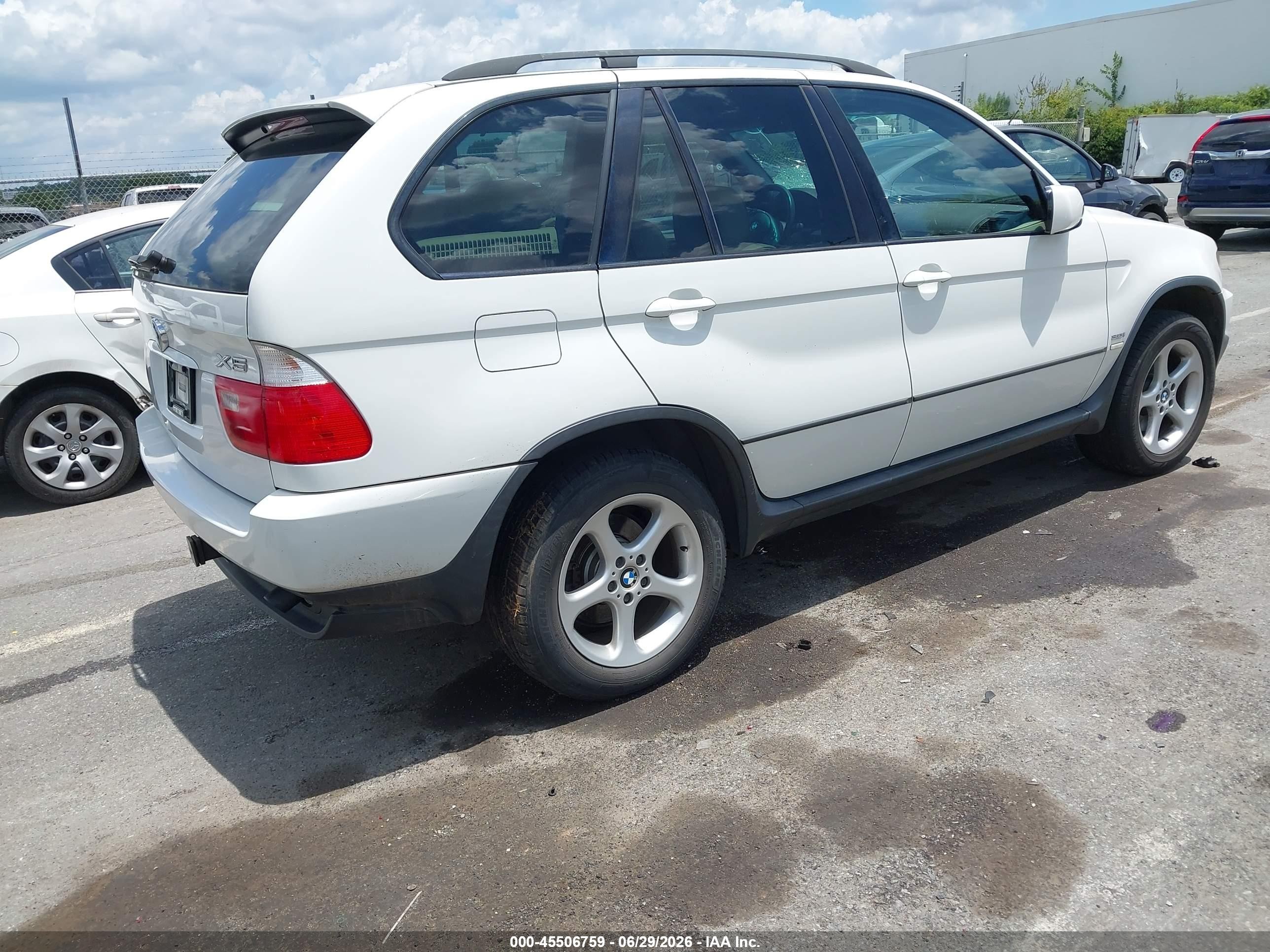 2002 Bmw X5 3.0i White vin: 5UXFA53532LV70439