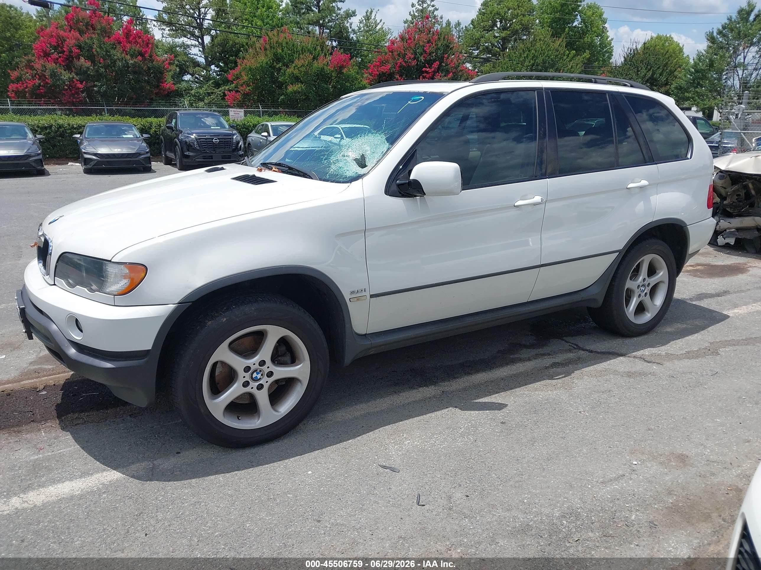2002 Bmw X5 3.0i White vin: 5UXFA53532LV70439