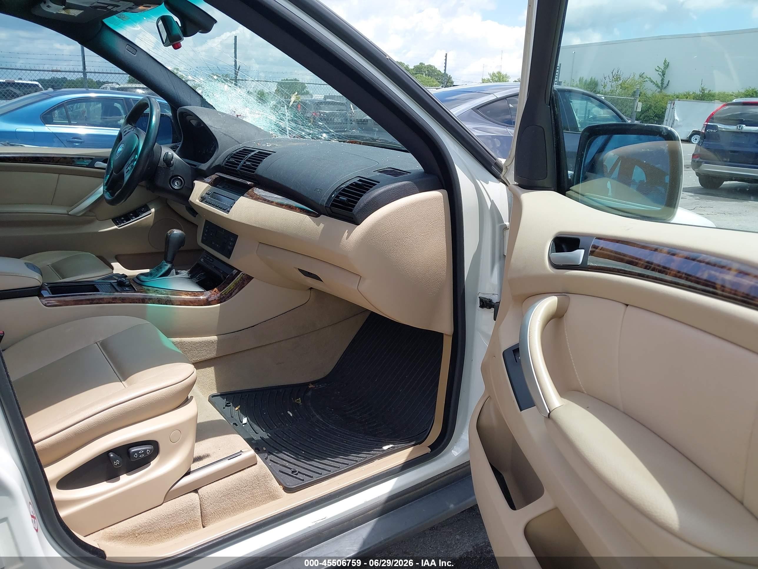 2002 Bmw X5 3.0i White vin: 5UXFA53532LV70439