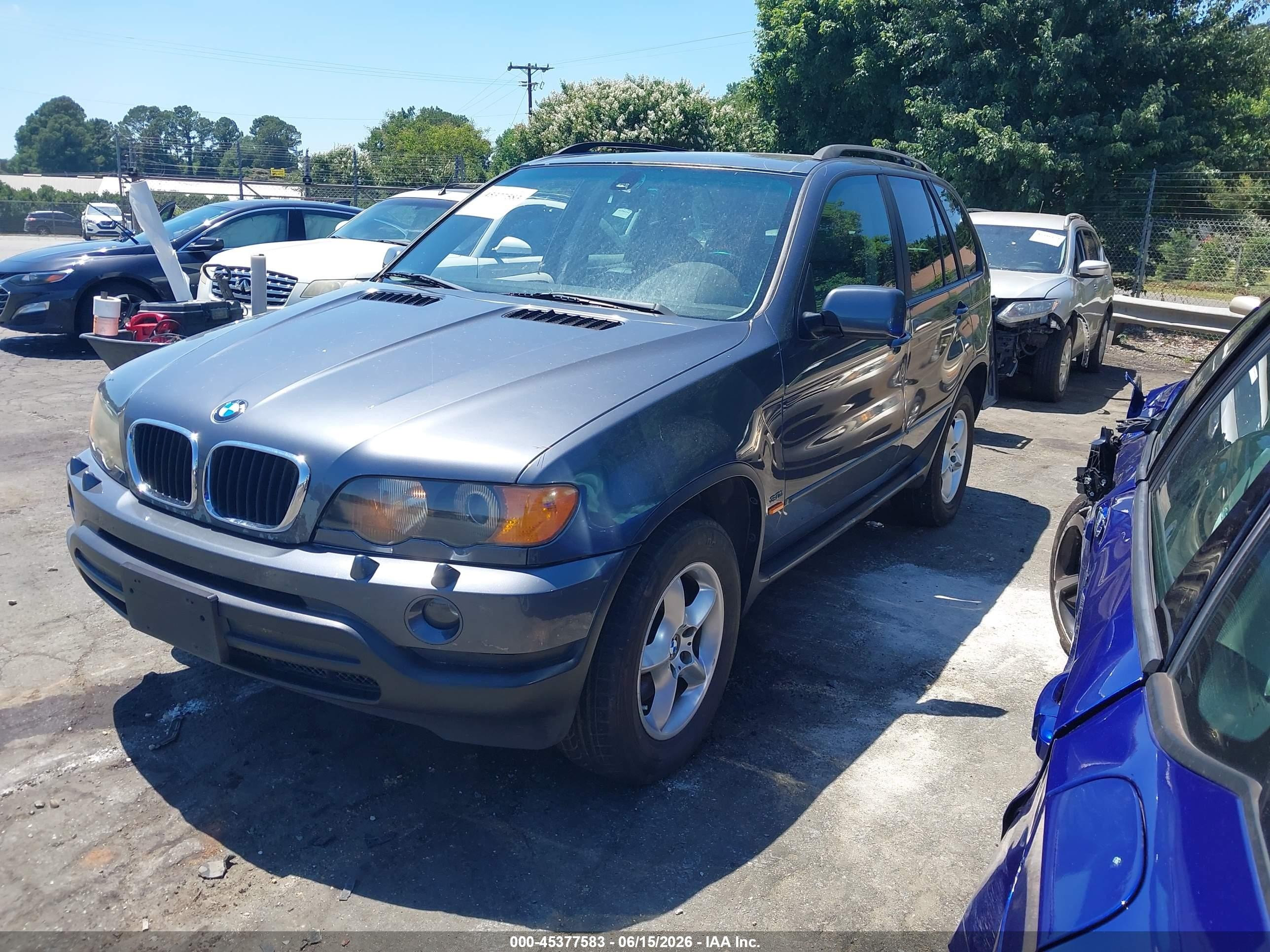 2002 Bmw X5 3.0i Gray vin: 5UXFA53562LP43435