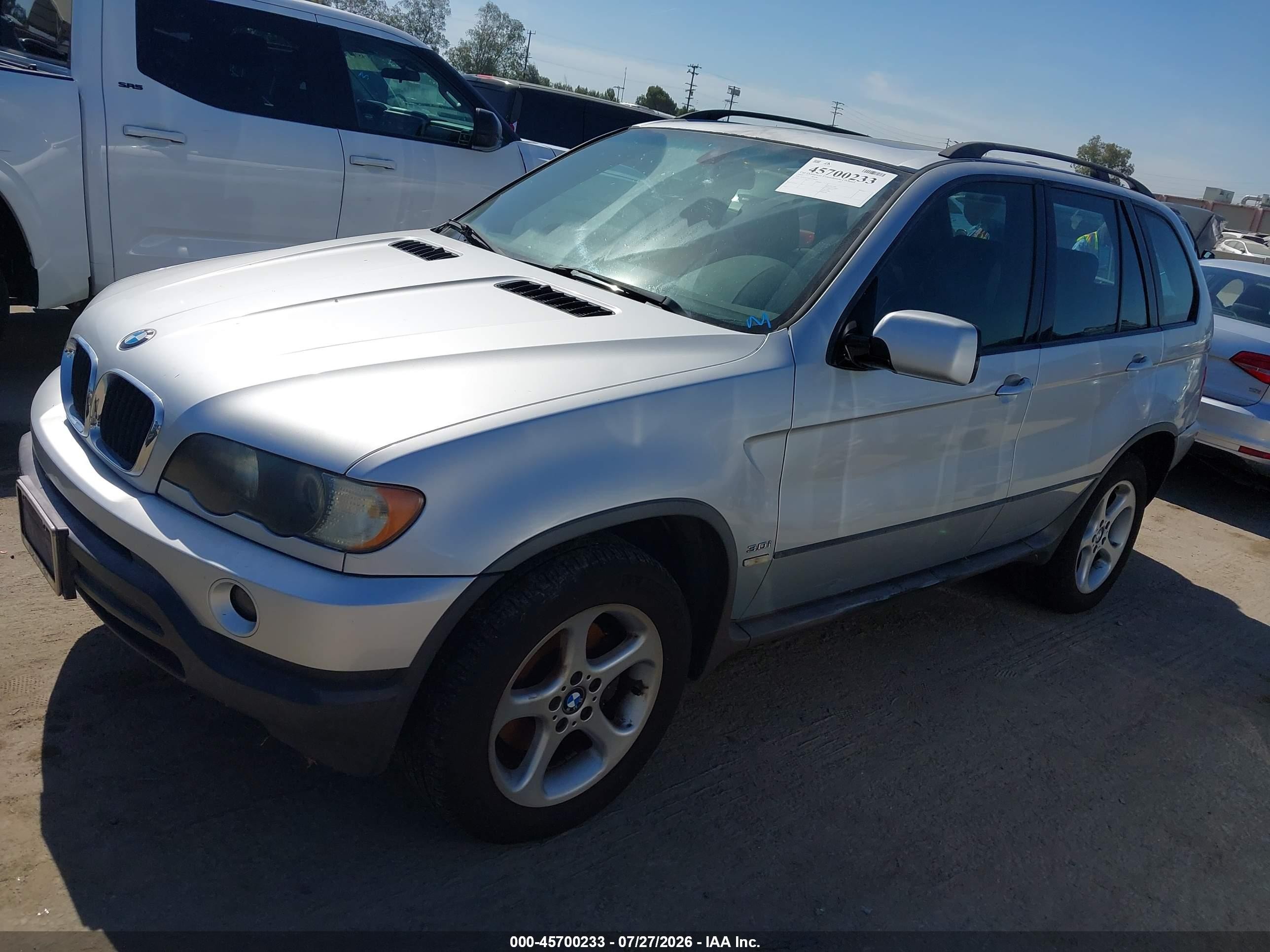 2002 Bmw X5 3.0i Silver vin: 5UXFA53582LP48930