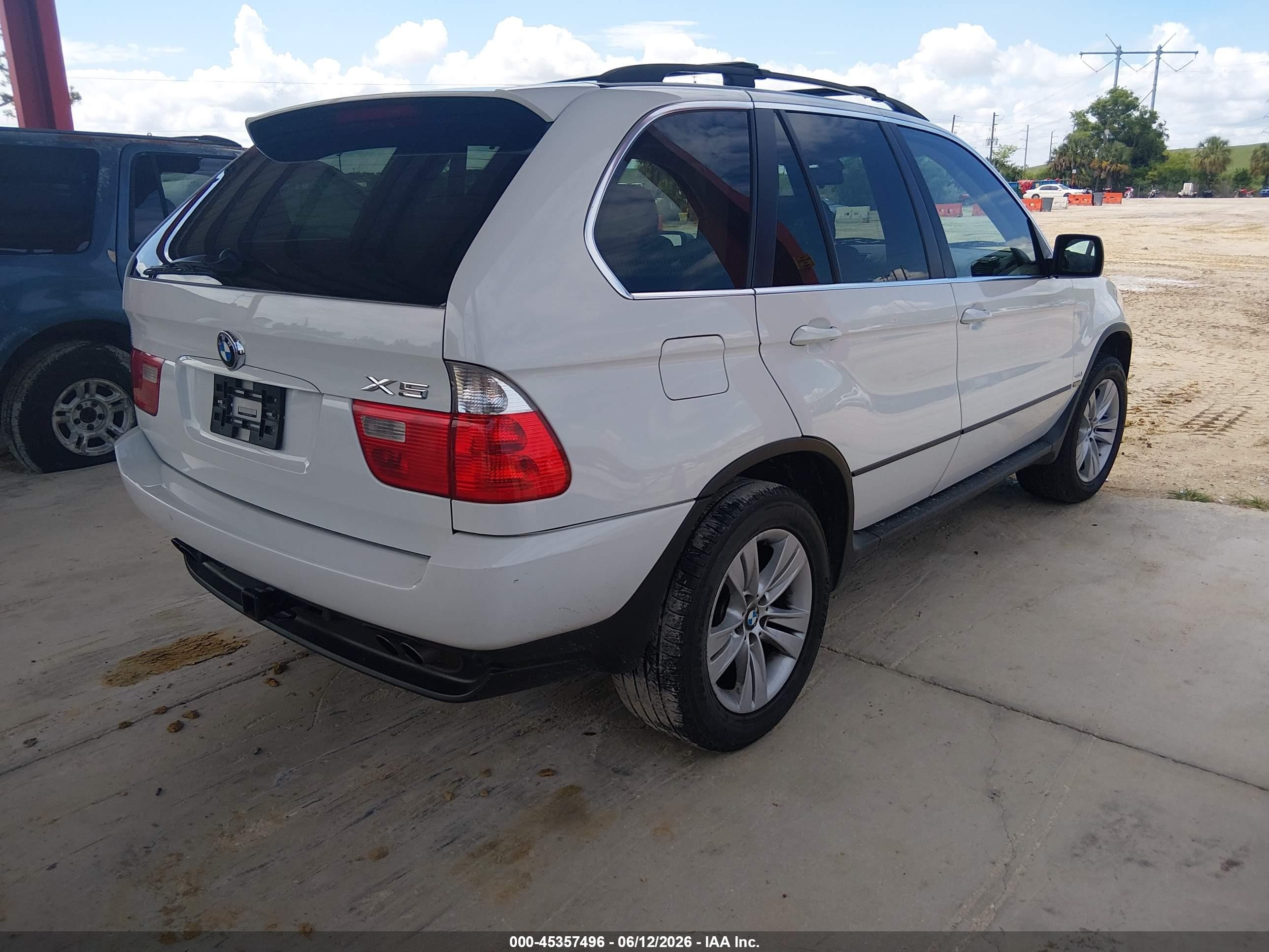 2006 Bmw X5 4.4i White vin: 5UXFB53536LV28839