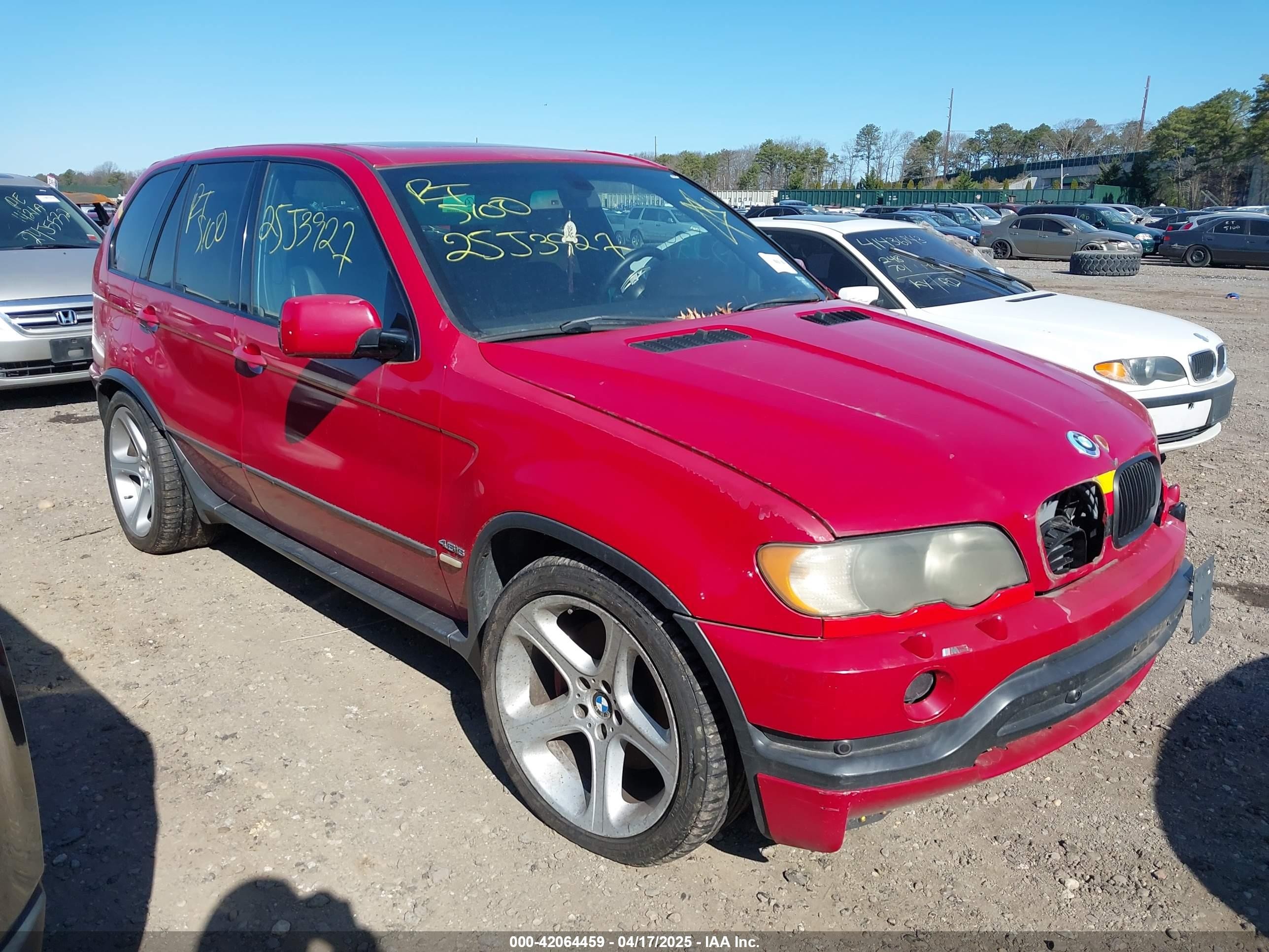 2002 Bmw X5 4.6is Red vin: 5UXFB93542LN78909
