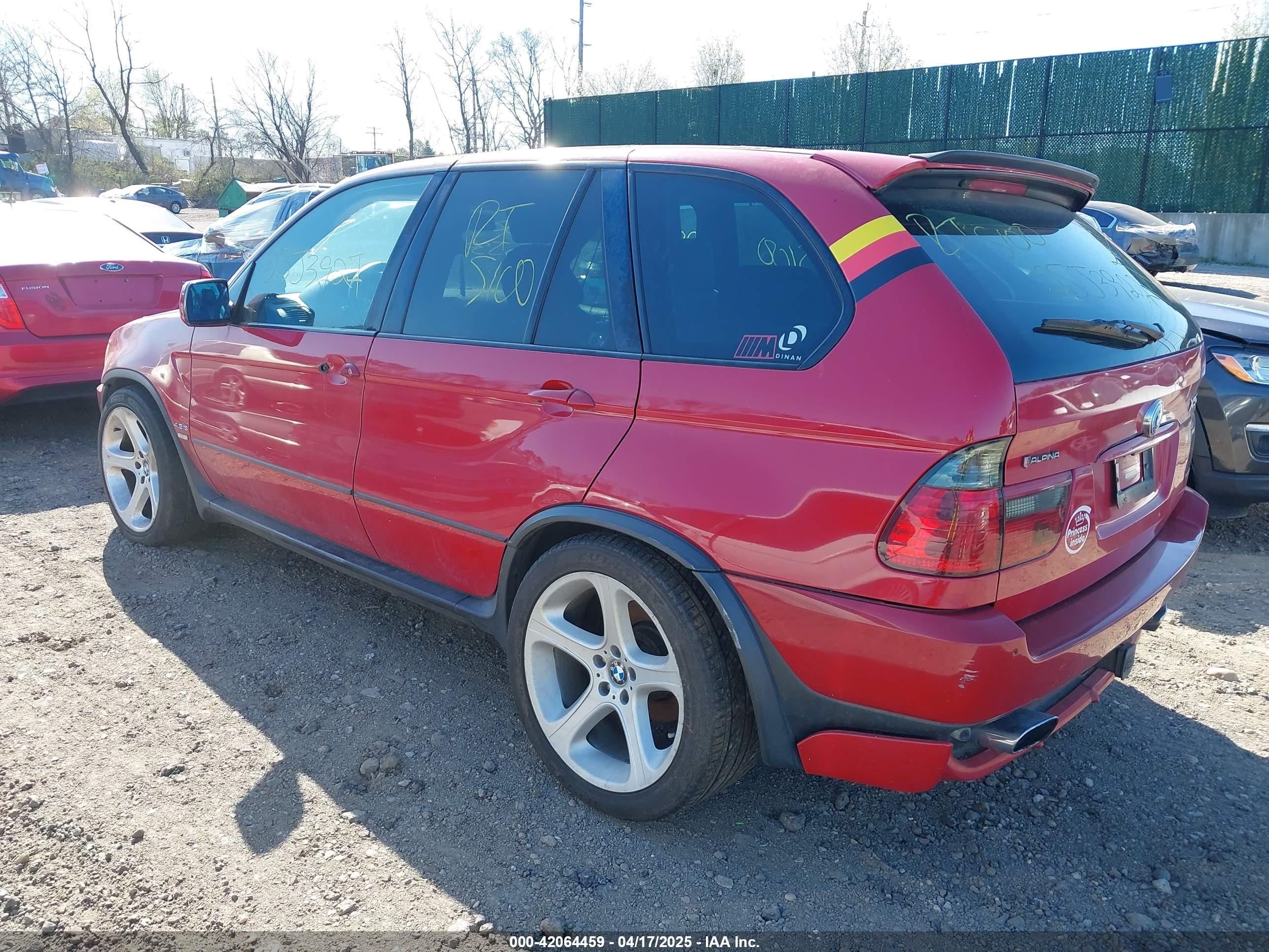 2002 Bmw X5 4.6is Red vin: 5UXFB93542LN78909