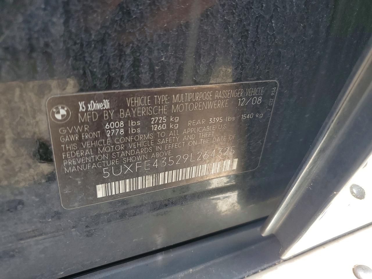 2009 Bmw X5 Xdrive30i Black vin: 5UXFE43529L264325