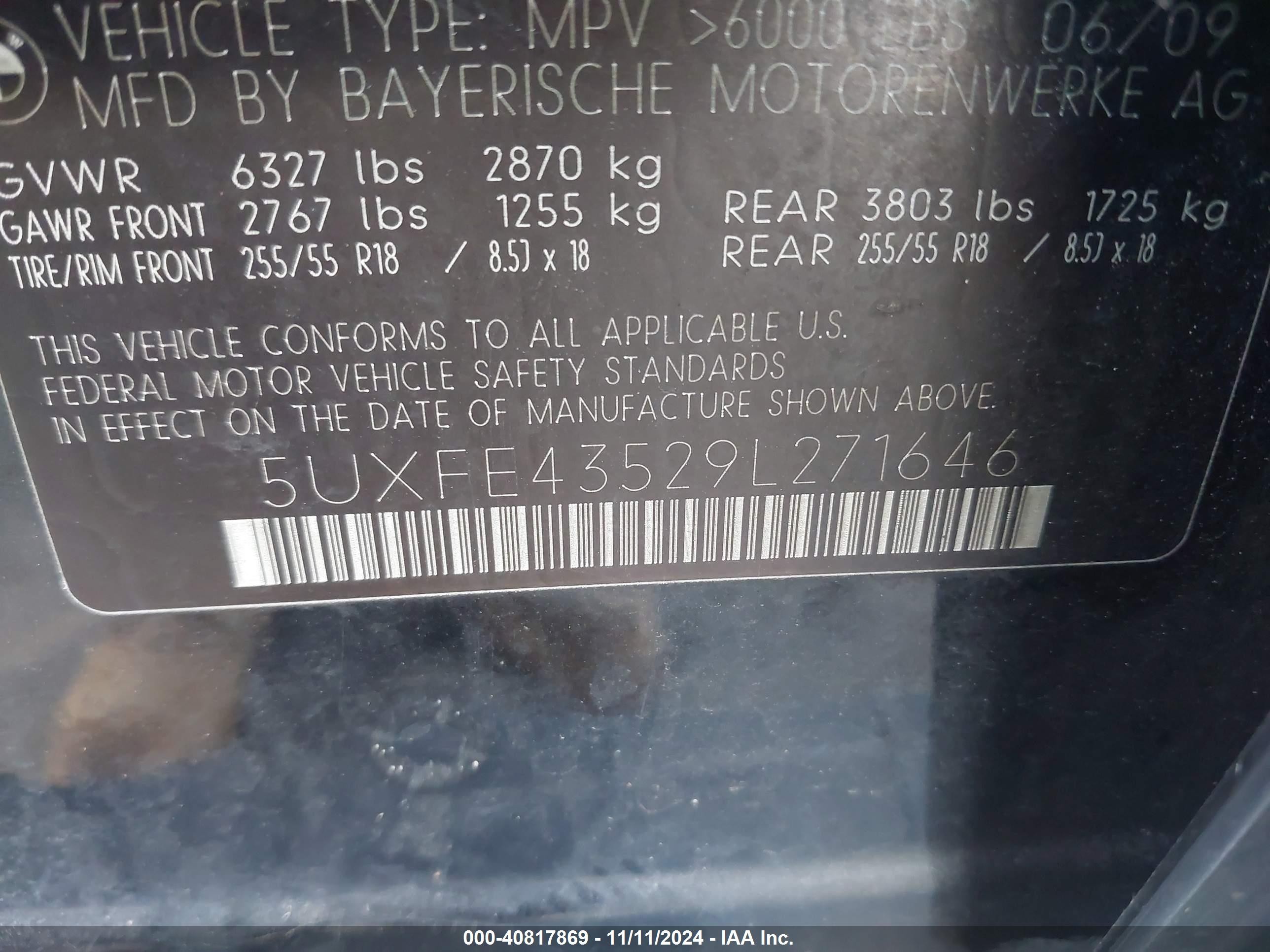 2009 Bmw X5 Xdrive30i Black vin: 5UXFE43529L271646