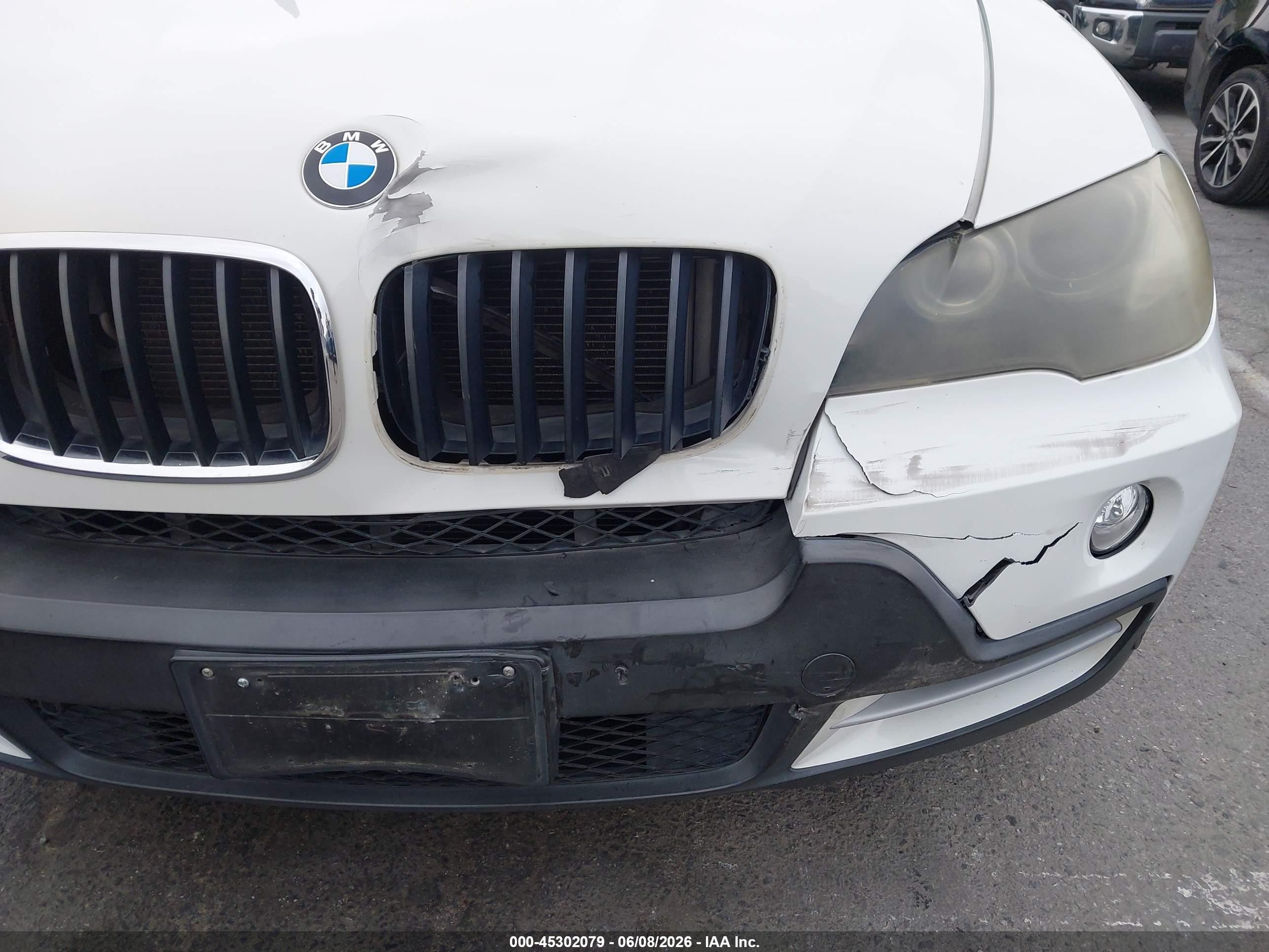 2008 Bmw X5 3.0si White vin: 5UXFE43538L034243