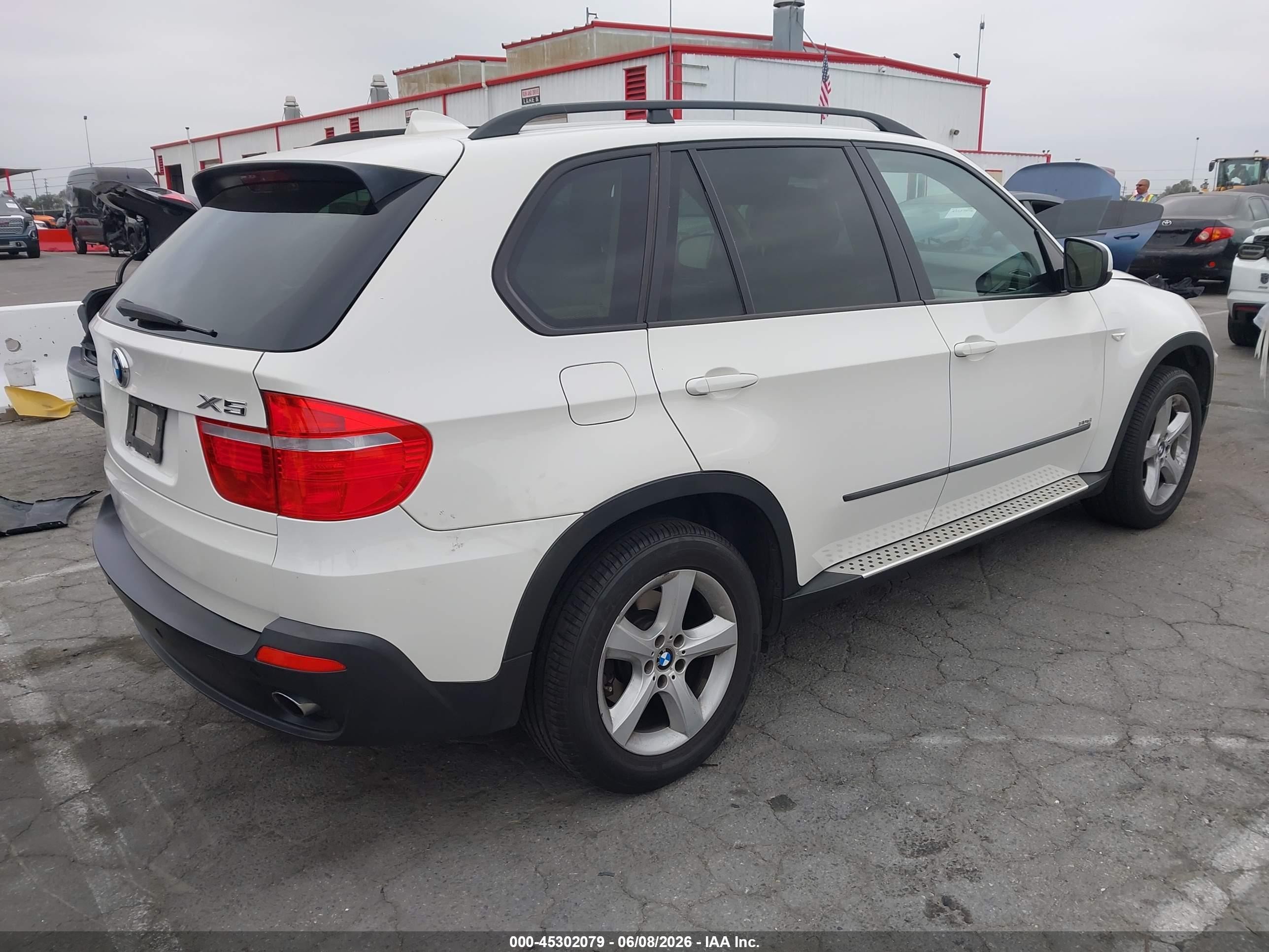 2008 Bmw X5 3.0si White vin: 5UXFE43538L034243