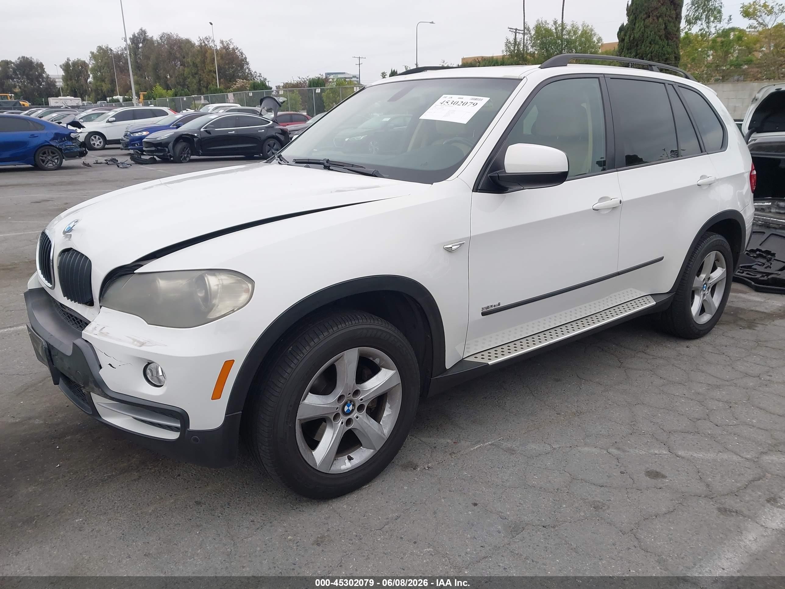2008 Bmw X5 3.0si White vin: 5UXFE43538L034243