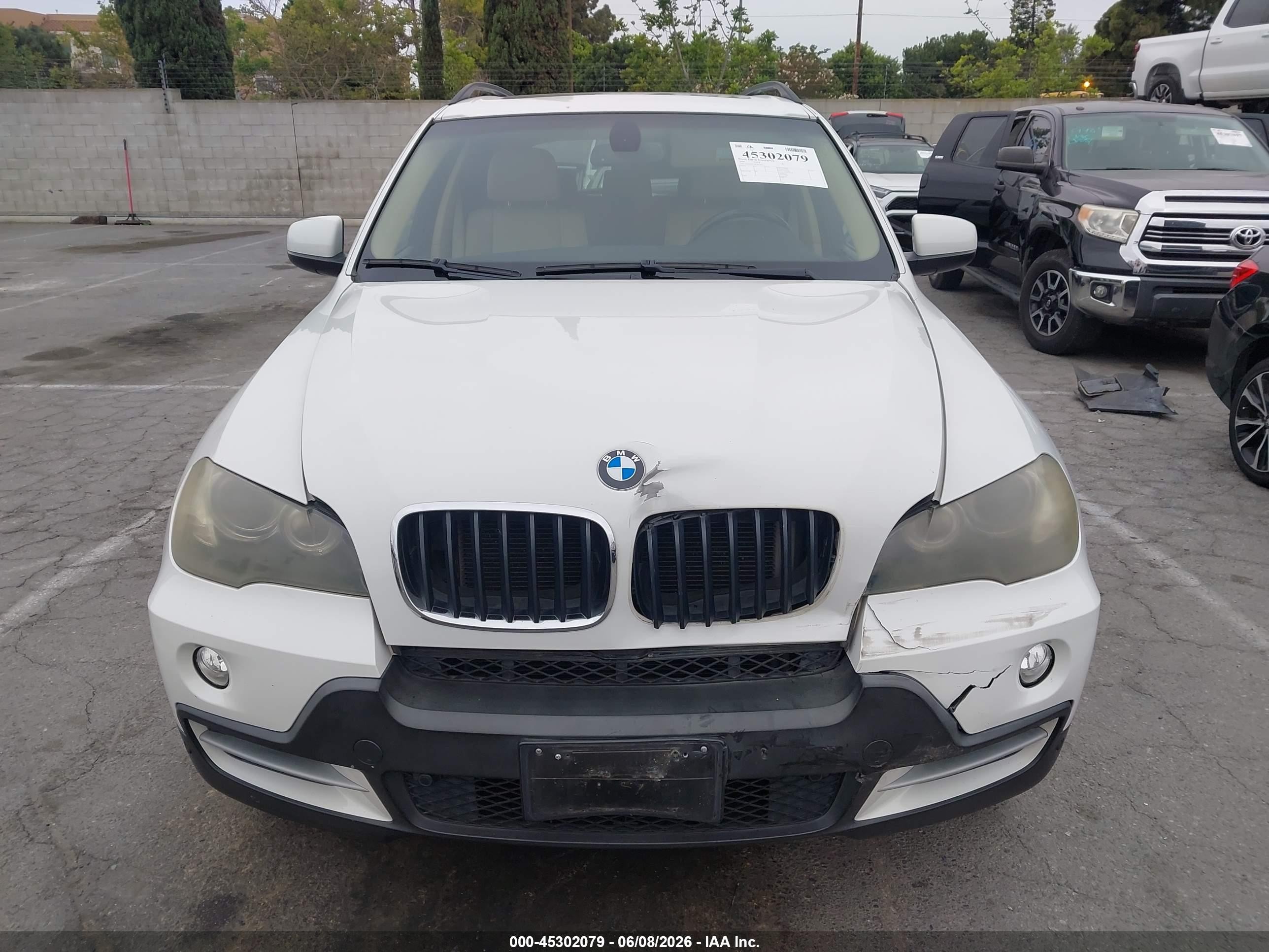 2008 Bmw X5 3.0si White vin: 5UXFE43538L034243