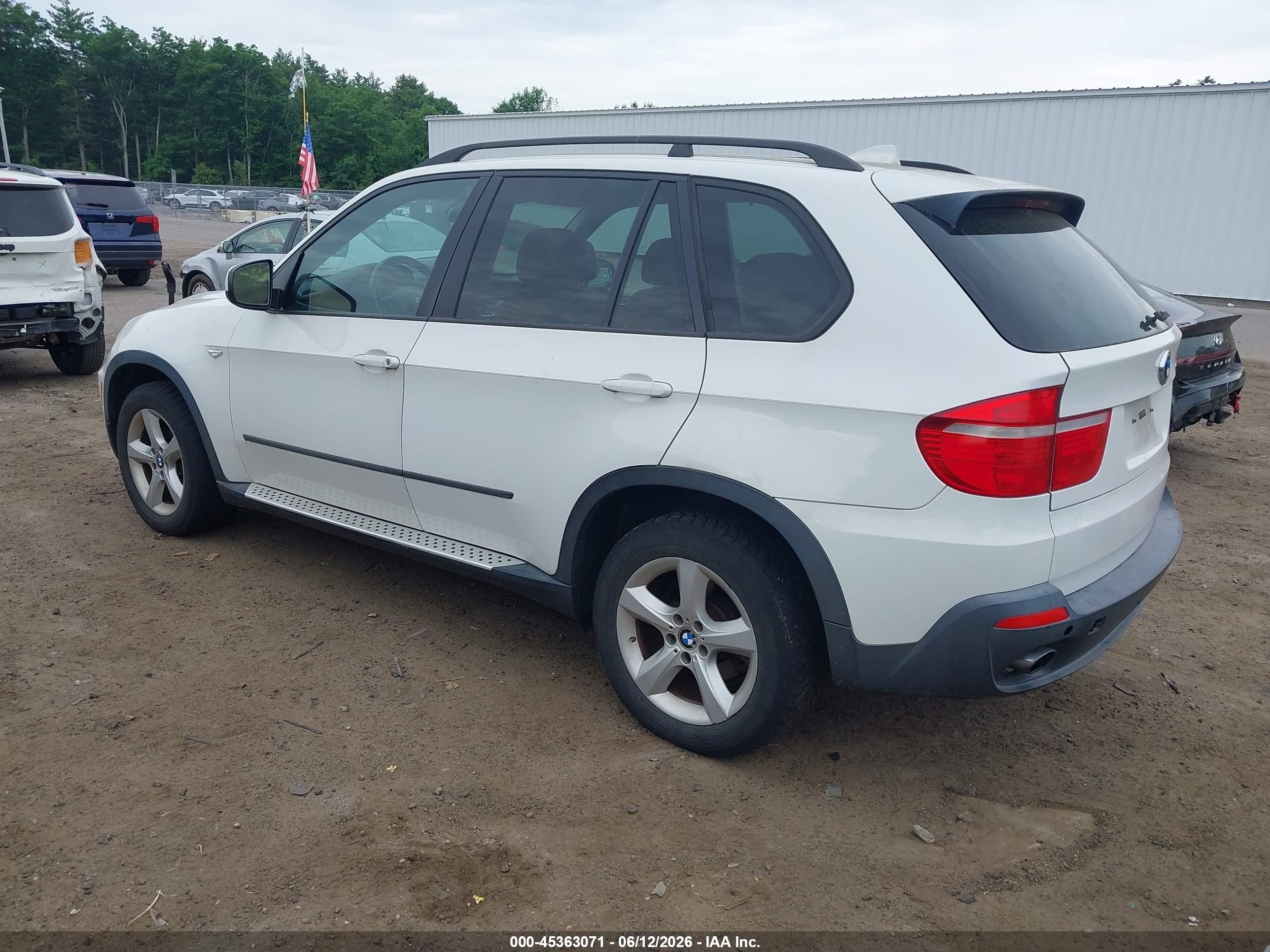2008 Bmw X5 3.0si White vin: 5UXFE43548L022330