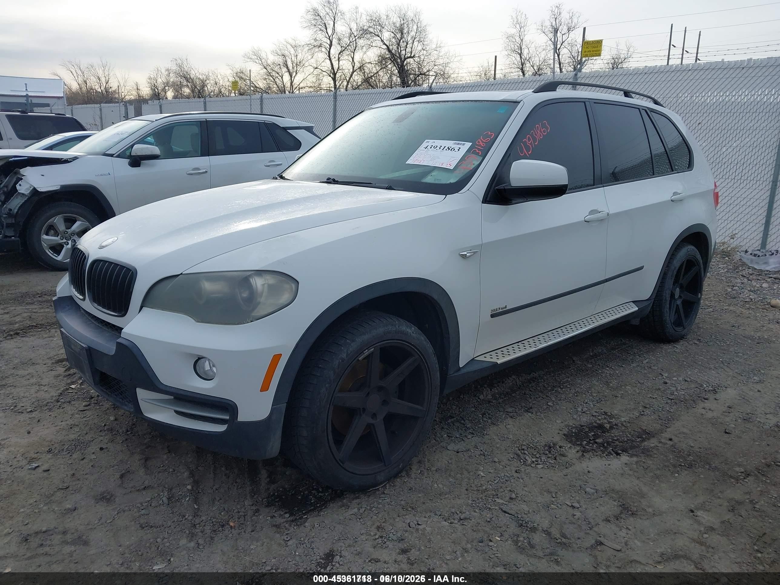 2008 Bmw X5 3.0si White vin: 5UXFE43548L030234