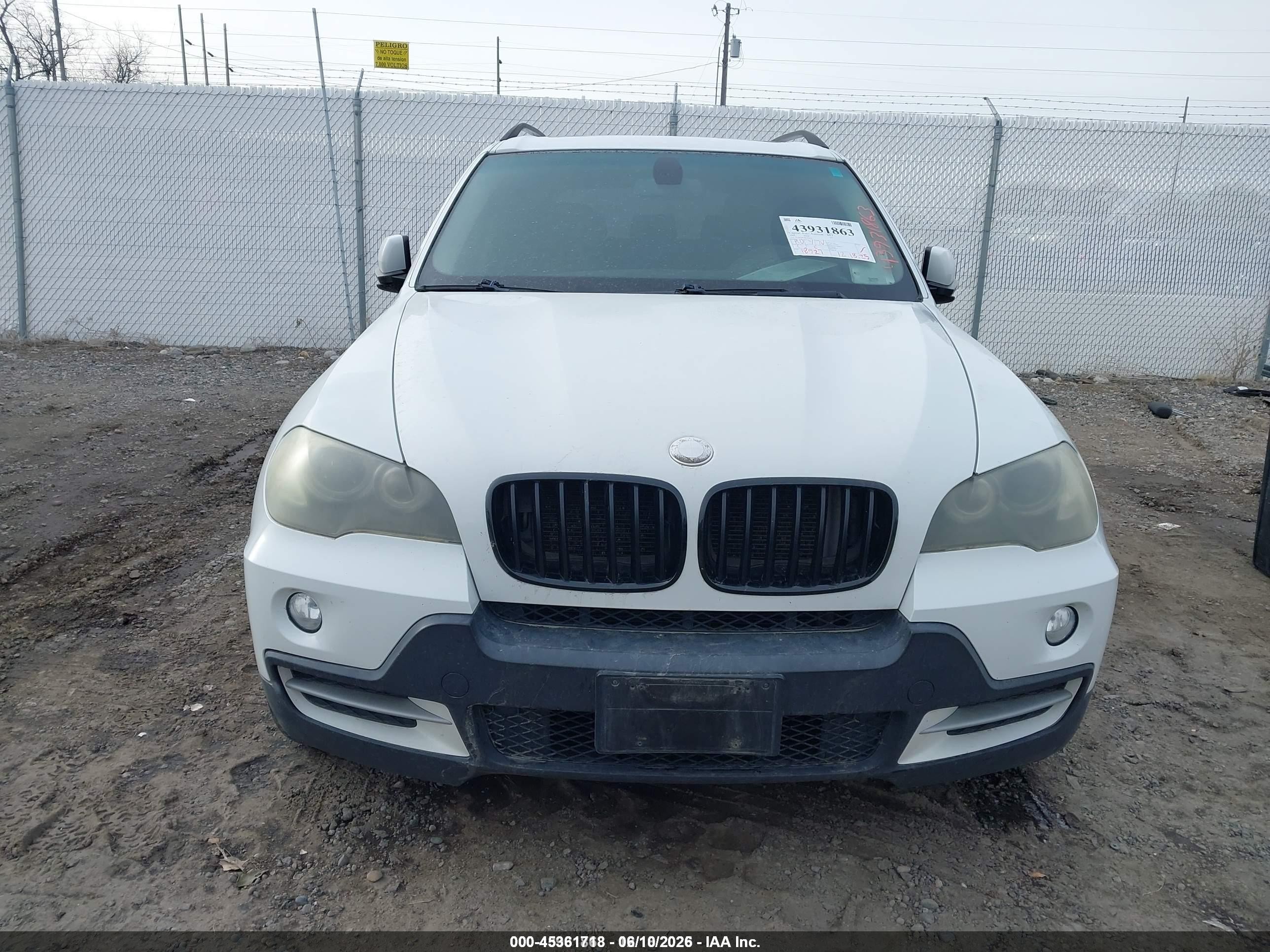 2008 Bmw X5 3.0si White vin: 5UXFE43548L030234