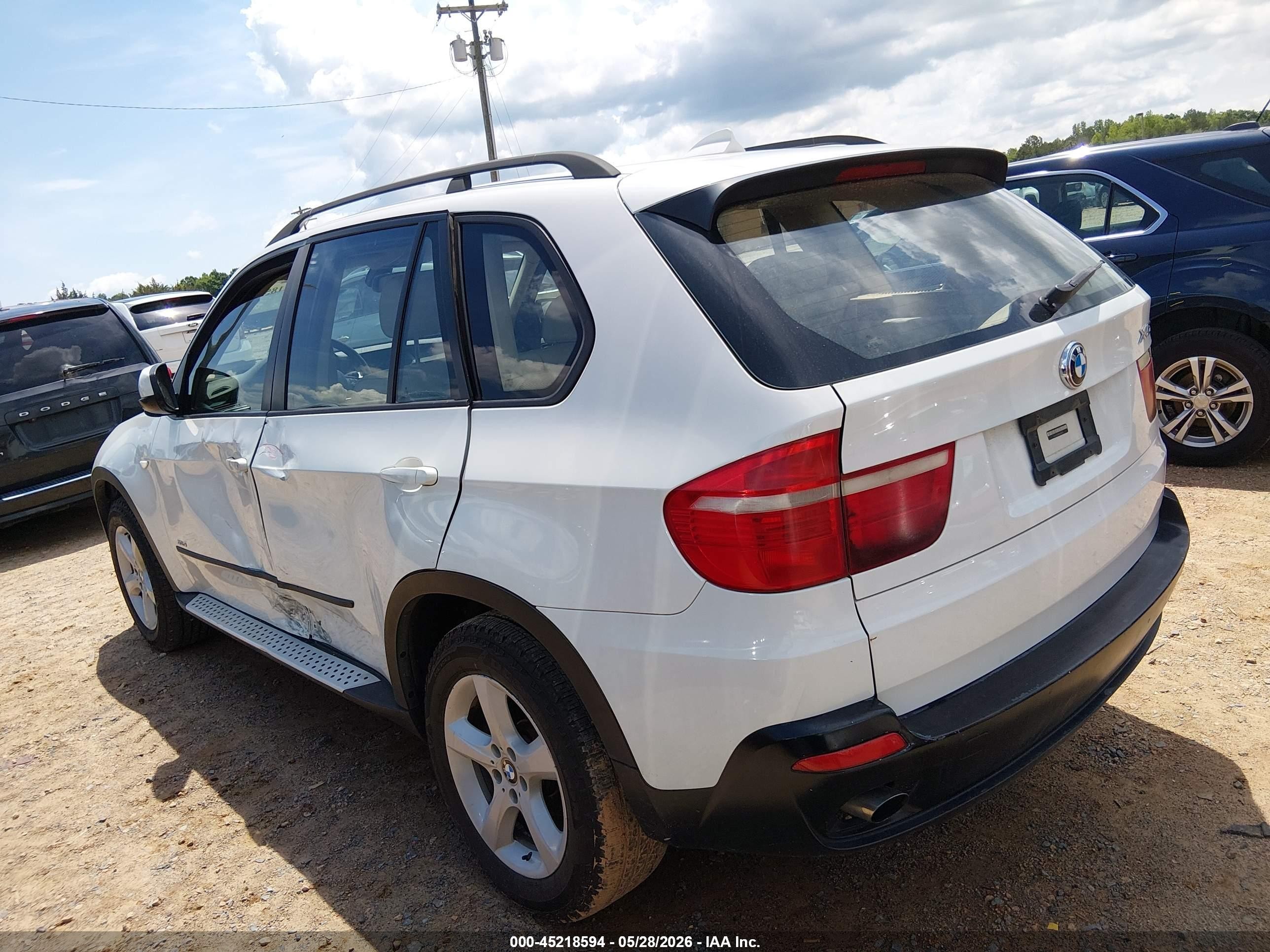 2007 Bmw X5 3.0si White vin: 5UXFE43587L014729