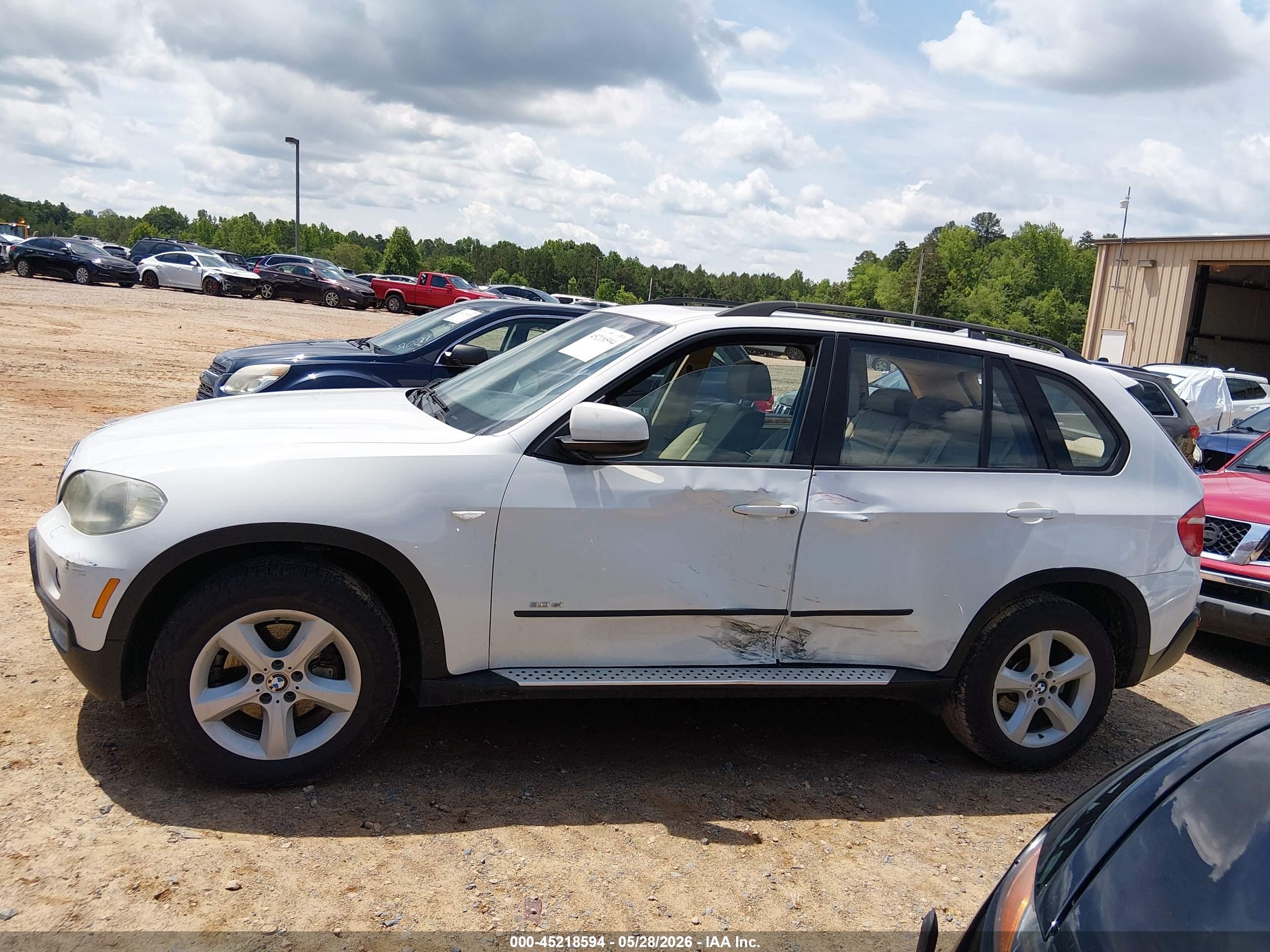 2007 Bmw X5 3.0si White vin: 5UXFE43587L014729