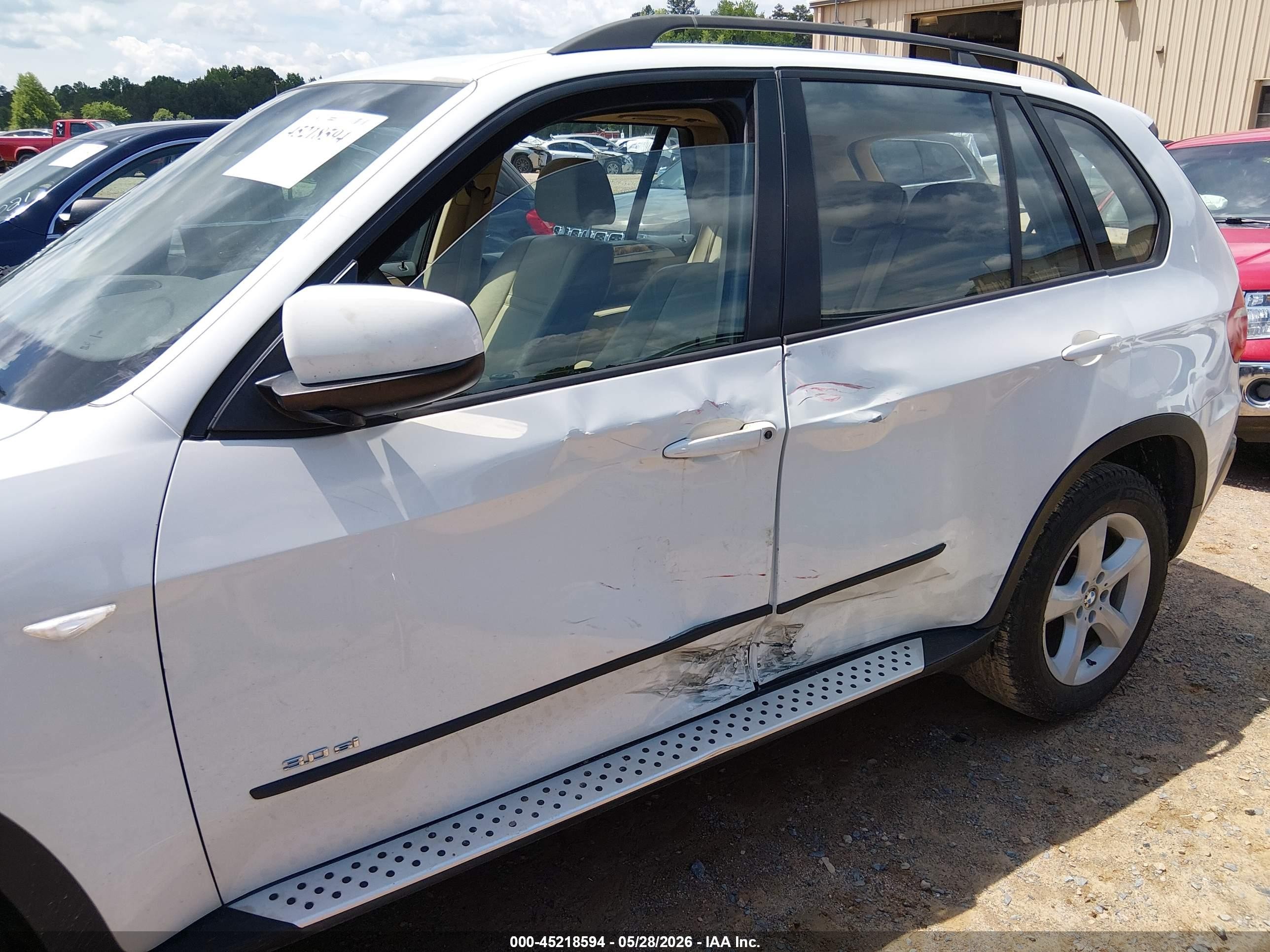 2007 Bmw X5 3.0si White vin: 5UXFE43587L014729